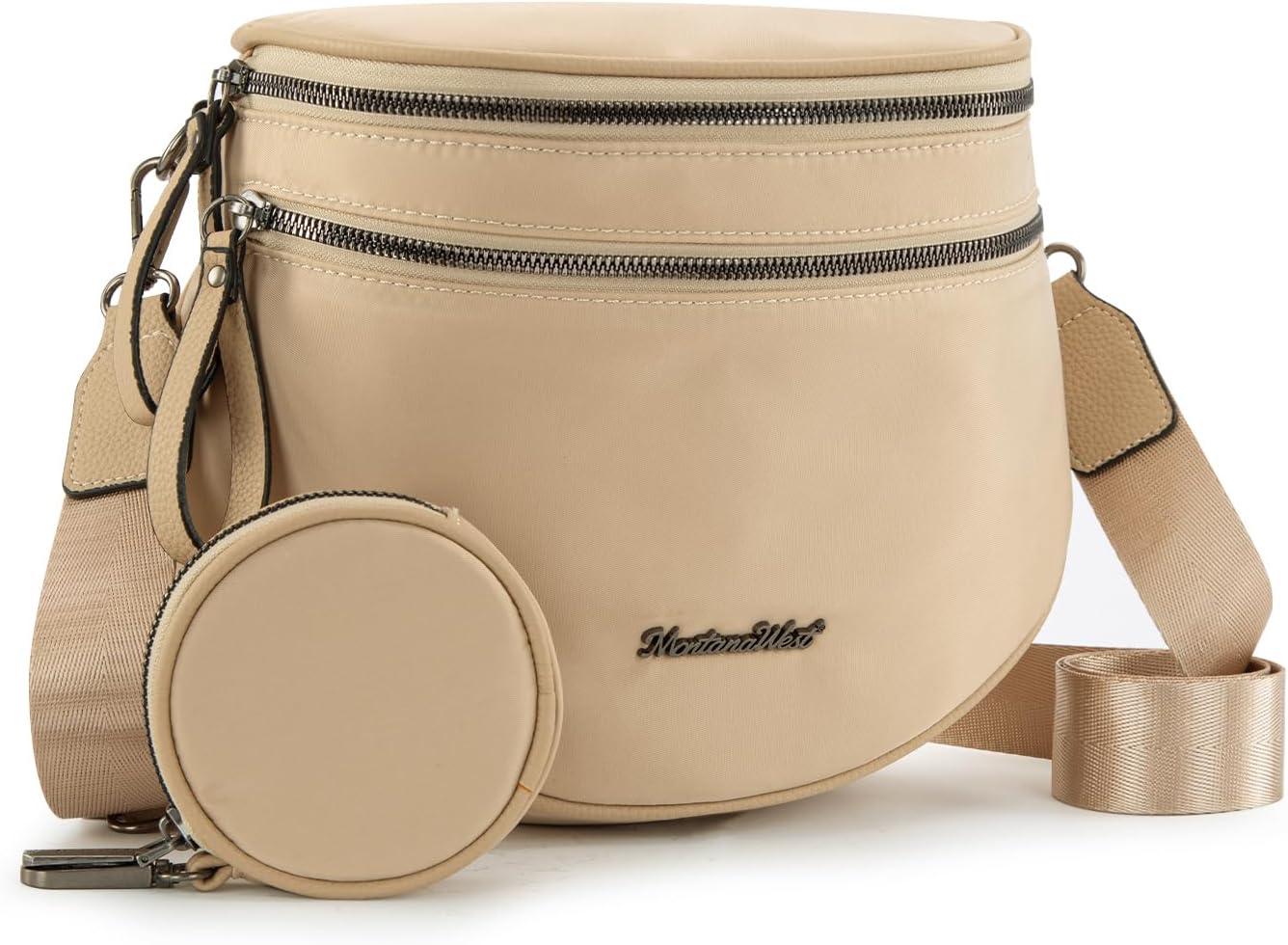 imageMontana West Large Bum Bag Nylon Crossbody Bags Mom Purse with with Coin PurseKhaki