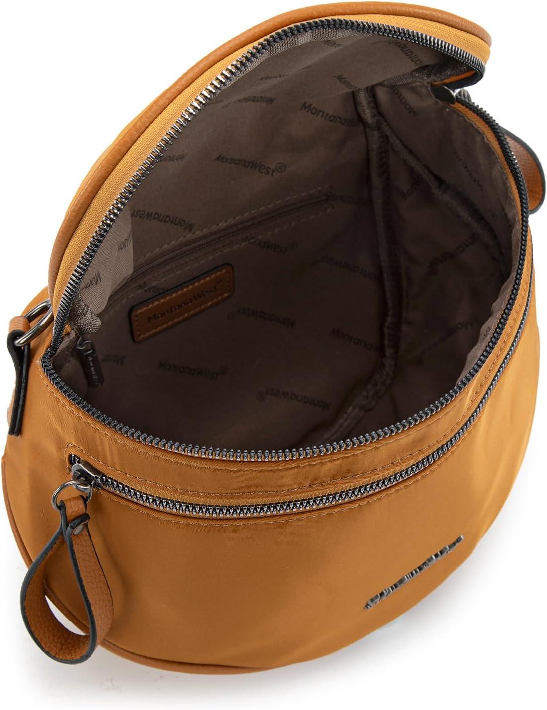 imageMontana West Large Bum Bag Nylon Crossbody Bags Mom Purse with with Coin PurseLight Brown