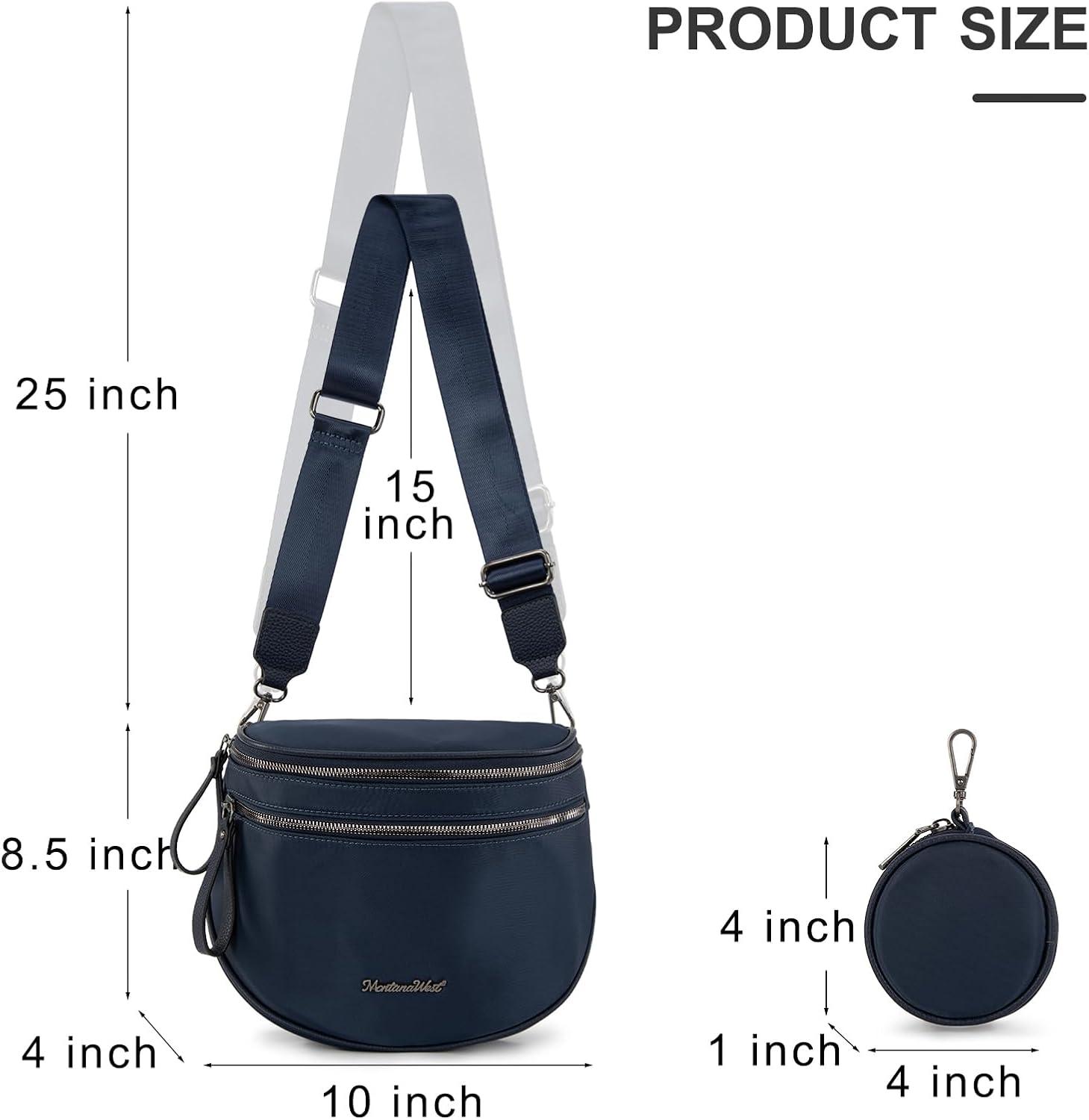 imageMontana West Large Bum Bag Nylon Crossbody Bags Mom Purse with with Coin PurseNavy Blue
