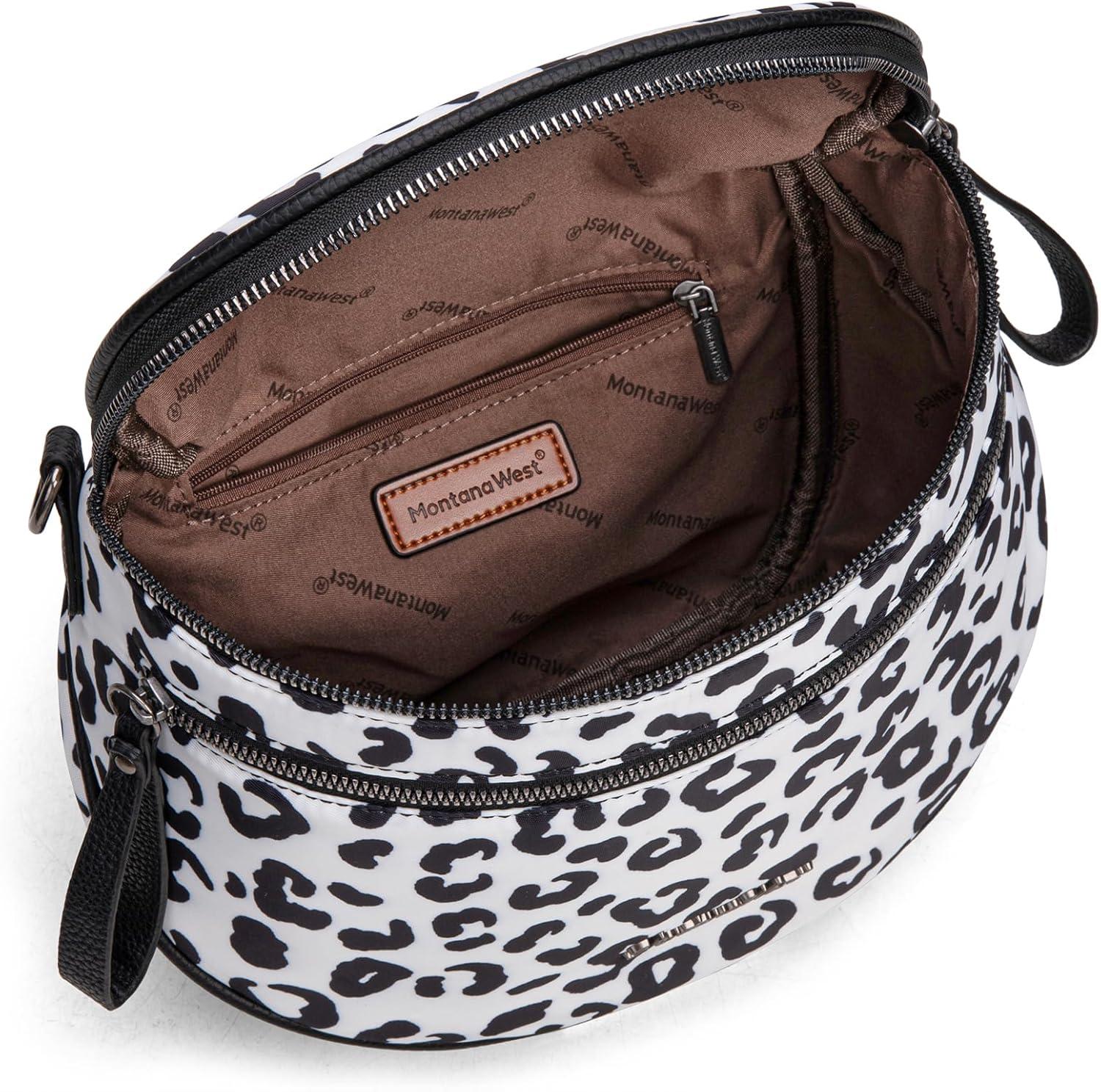 imageMontana West Large Bum Bag Nylon Crossbody Bags Mom Purse with with Coin PursePrintedleopard