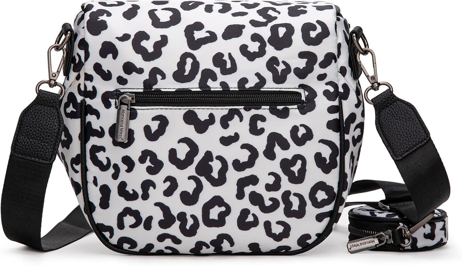 imageMontana West Large Bum Bag Nylon Crossbody Bags Mom Purse with with Coin PursePrintedleopard