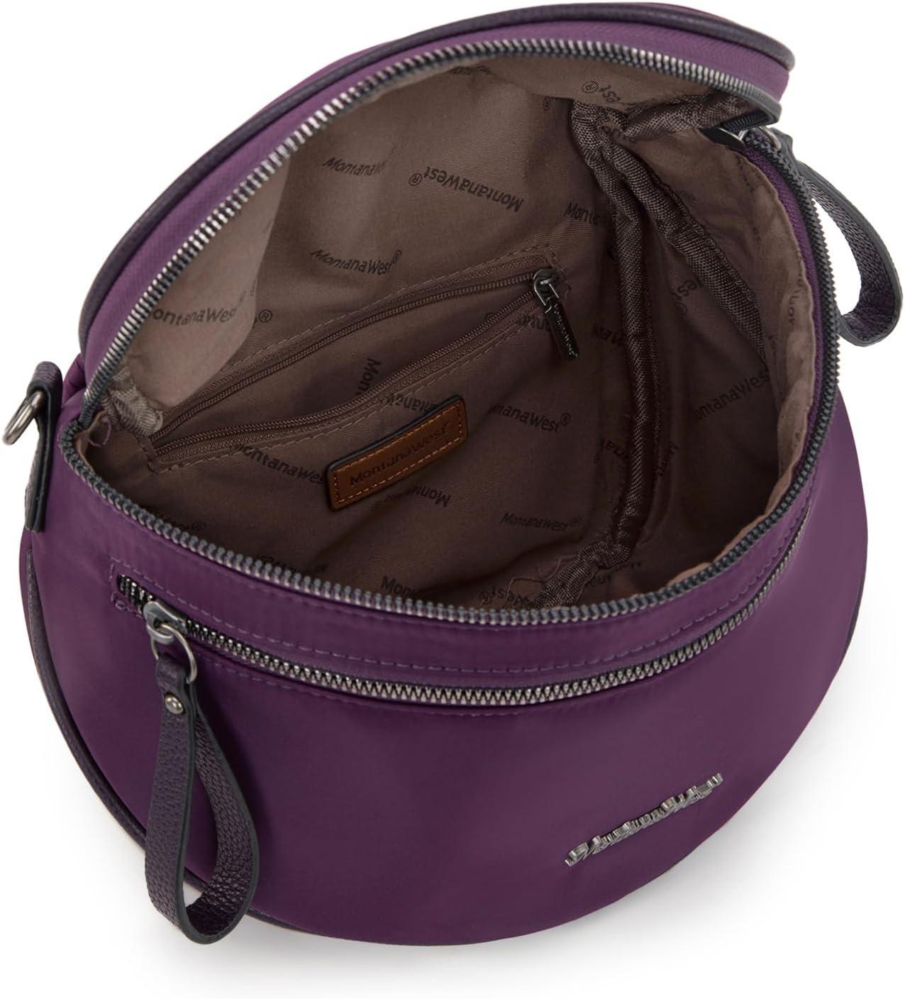 imageMontana West Large Bum Bag Nylon Crossbody Bags Mom Purse with with Coin PursePurple