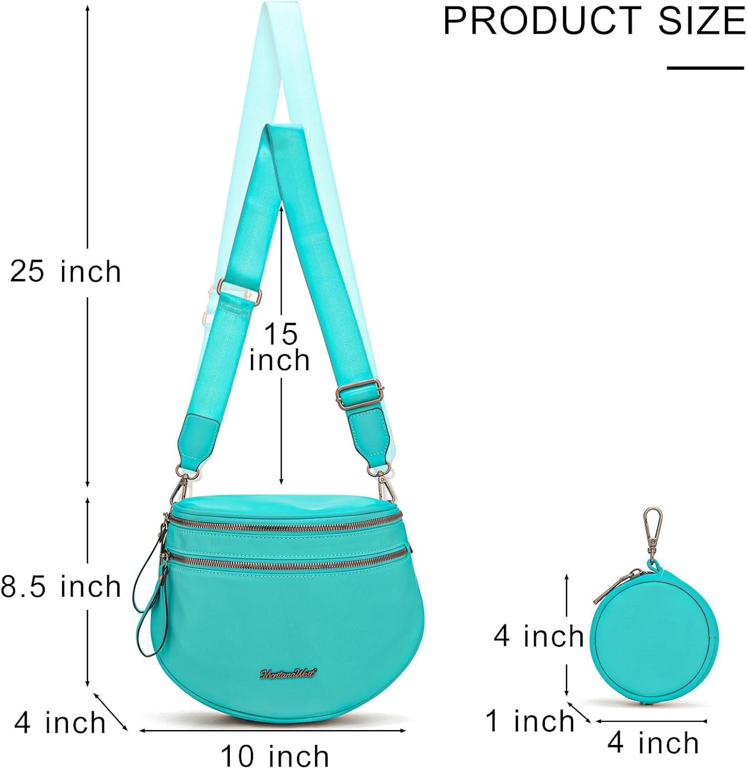 imageMontana West Large Bum Bag Nylon Crossbody Bags Mom Purse with with Coin PurseTurquoise