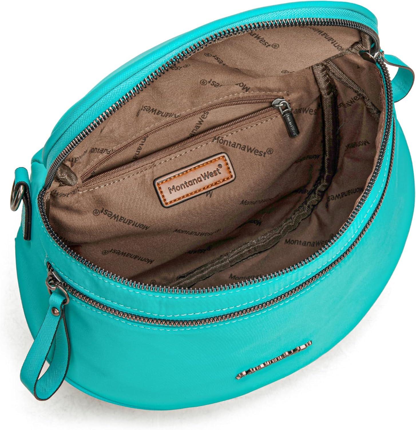 imageMontana West Large Bum Bag Nylon Crossbody Bags Mom Purse with with Coin PurseTurquoise