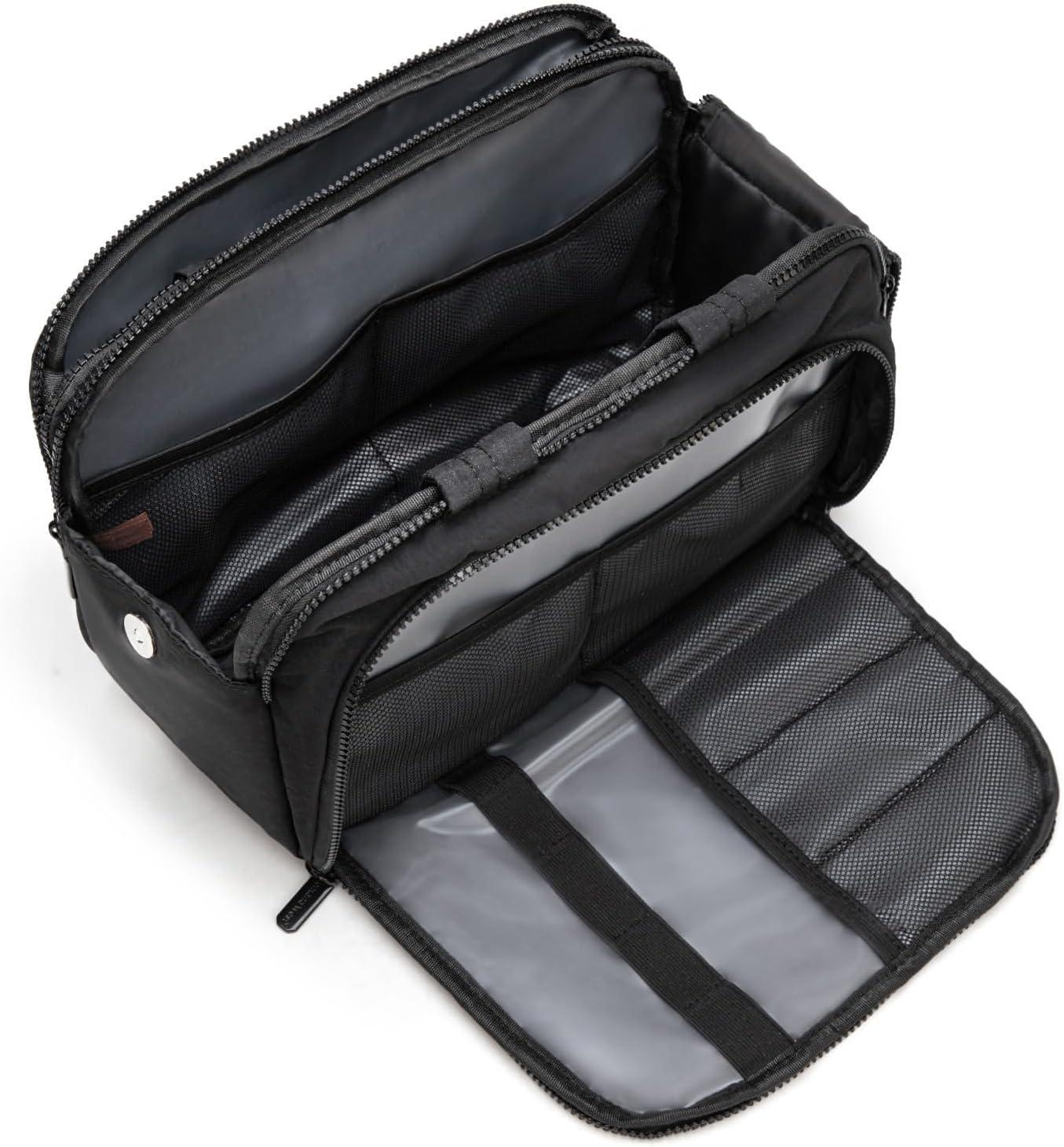 imageMontana West Travel Toiletry Bag Large Capacity Travel Bags Soft Makeup Organizer Lightweight Puffy Cosmetic Bag with Waterproof CompartmentBlack