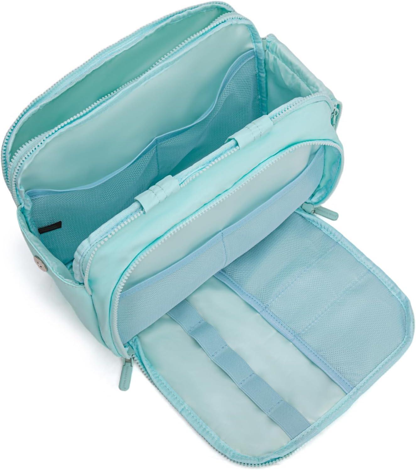 imageMontana West Travel Toiletry Bag Large Capacity Travel Bags Soft Makeup Organizer Lightweight Puffy Cosmetic Bag with Waterproof CompartmentLight Blue
