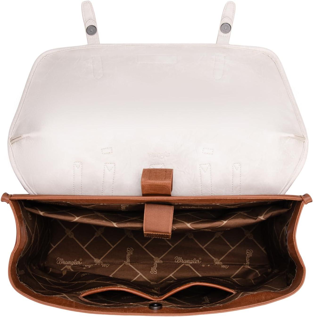 imageMontana West Wrangler 156 Inch Laptop Backpack Convertible Crossbody Bags Tophandle Handbags for BusinessTravelOfficeBeige  Brown