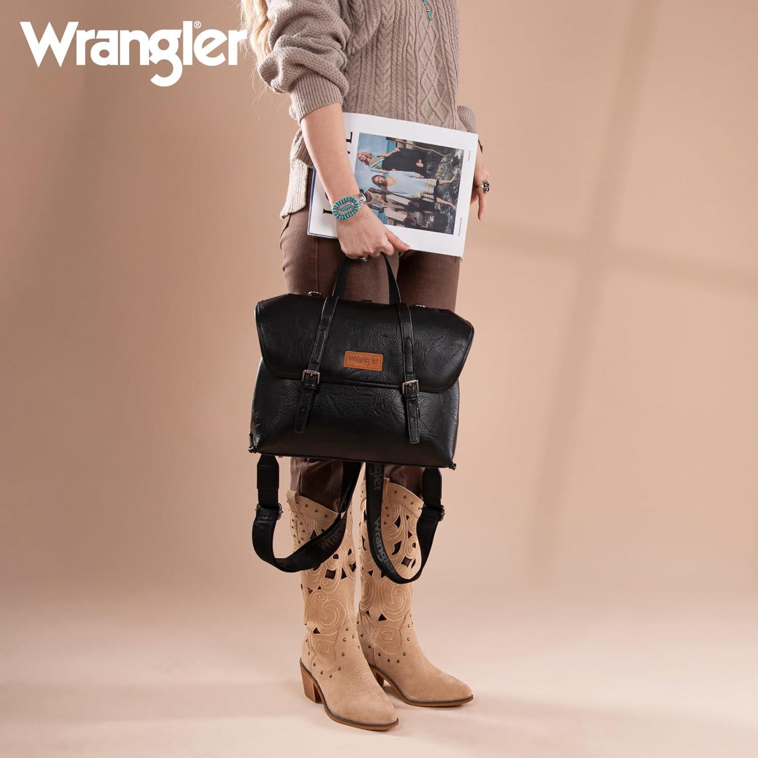 imageMontana West Wrangler 156 Inch Laptop Backpack Convertible Crossbody Bags Tophandle Handbags for BusinessTravelOfficeBlack