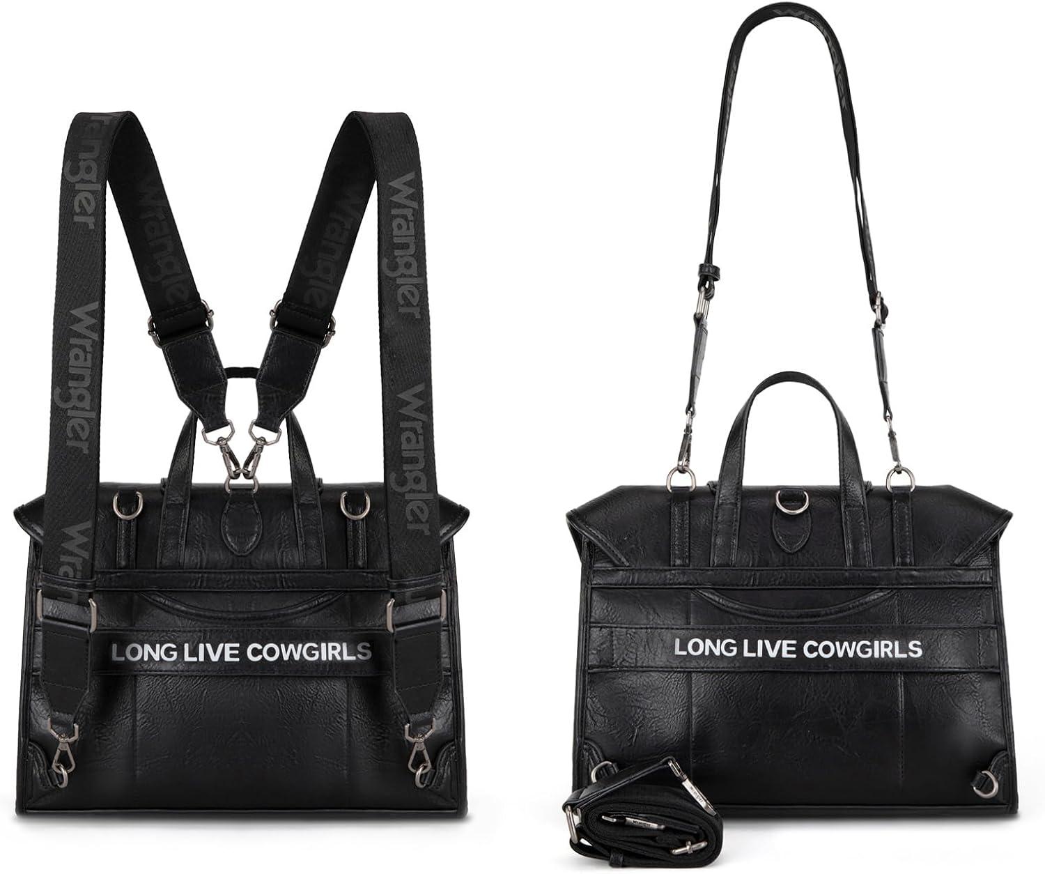 imageMontana West Wrangler 156 Inch Laptop Backpack Convertible Crossbody Bags Tophandle Handbags for BusinessTravelOfficeBlack