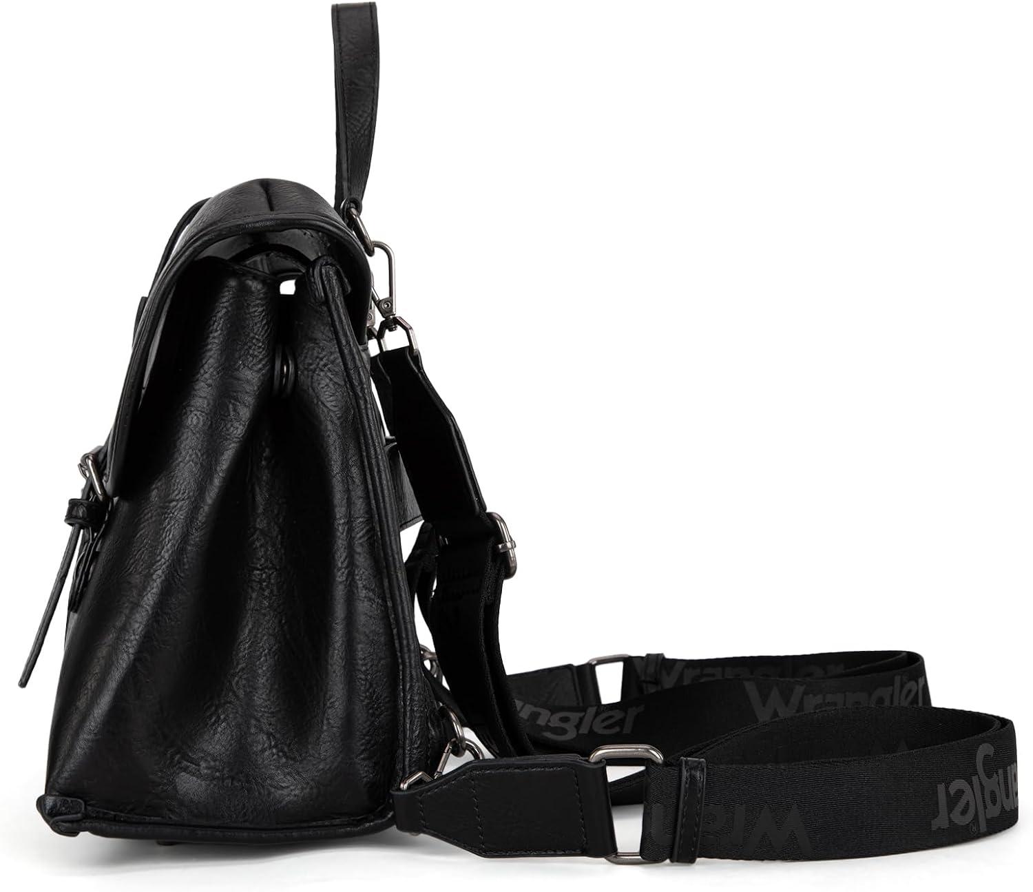 imageMontana West Wrangler 156 Inch Laptop Backpack Convertible Crossbody Bags Tophandle Handbags for BusinessTravelOfficeBlack