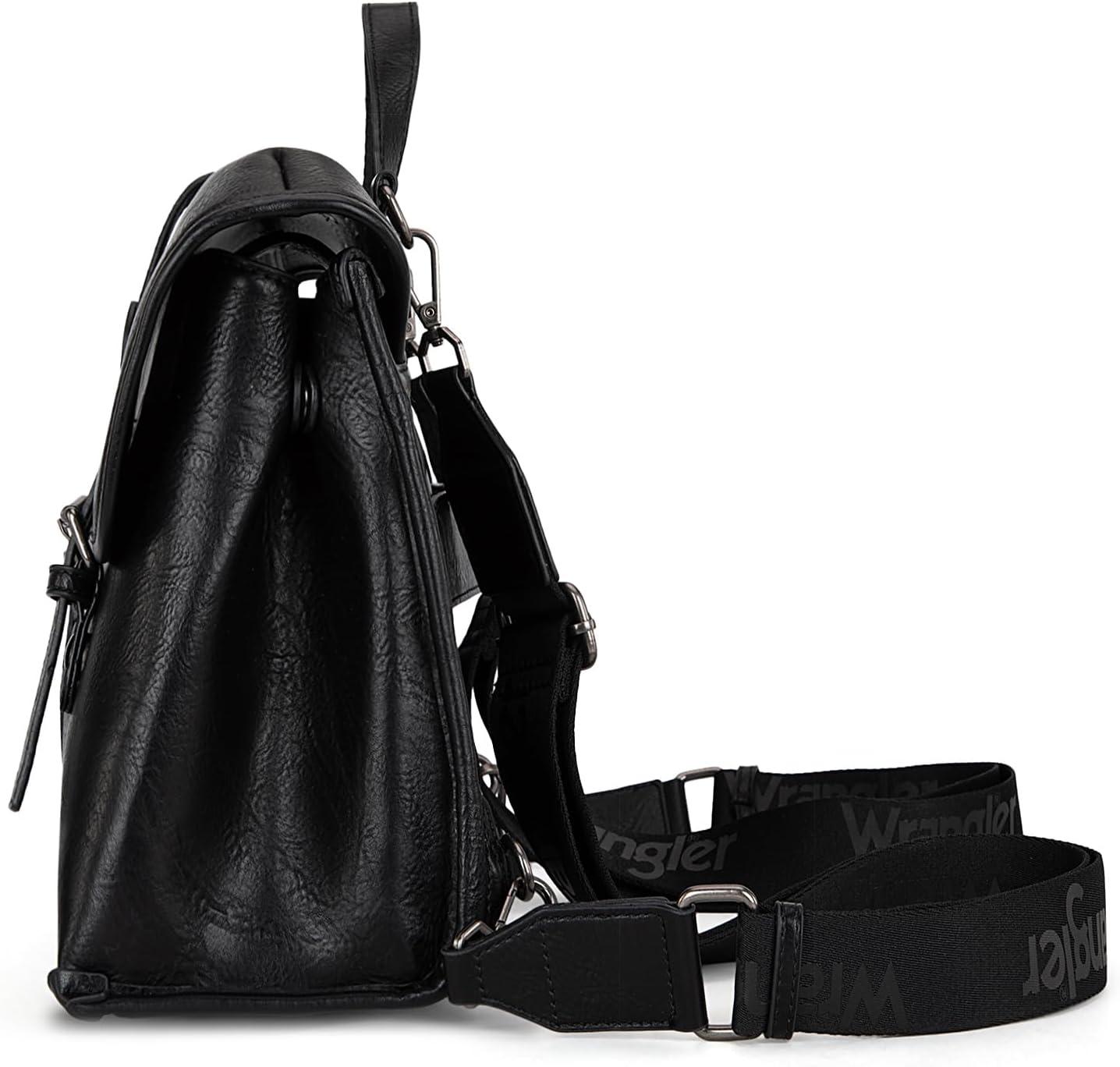 imageMontana West Wrangler 156 Inch Laptop Backpack Convertible Crossbody Bags Tophandle Handbags for BusinessTravelOfficeBlack