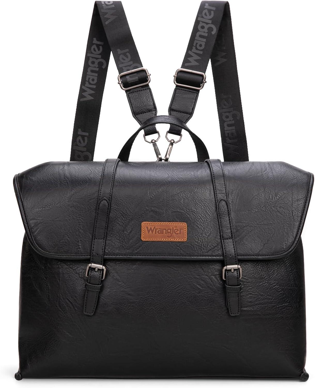 imageMontana West Wrangler 156 Inch Laptop Backpack Convertible Crossbody Bags Tophandle Handbags for BusinessTravelOfficeBlack