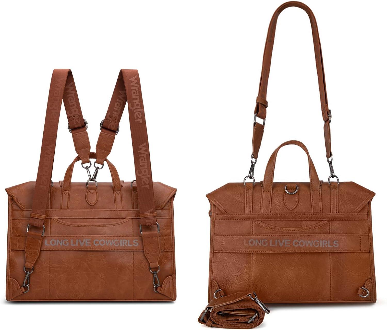 imageMontana West Wrangler 156 Inch Laptop Backpack Convertible Crossbody Bags Tophandle Handbags for BusinessTravelOfficeBrown