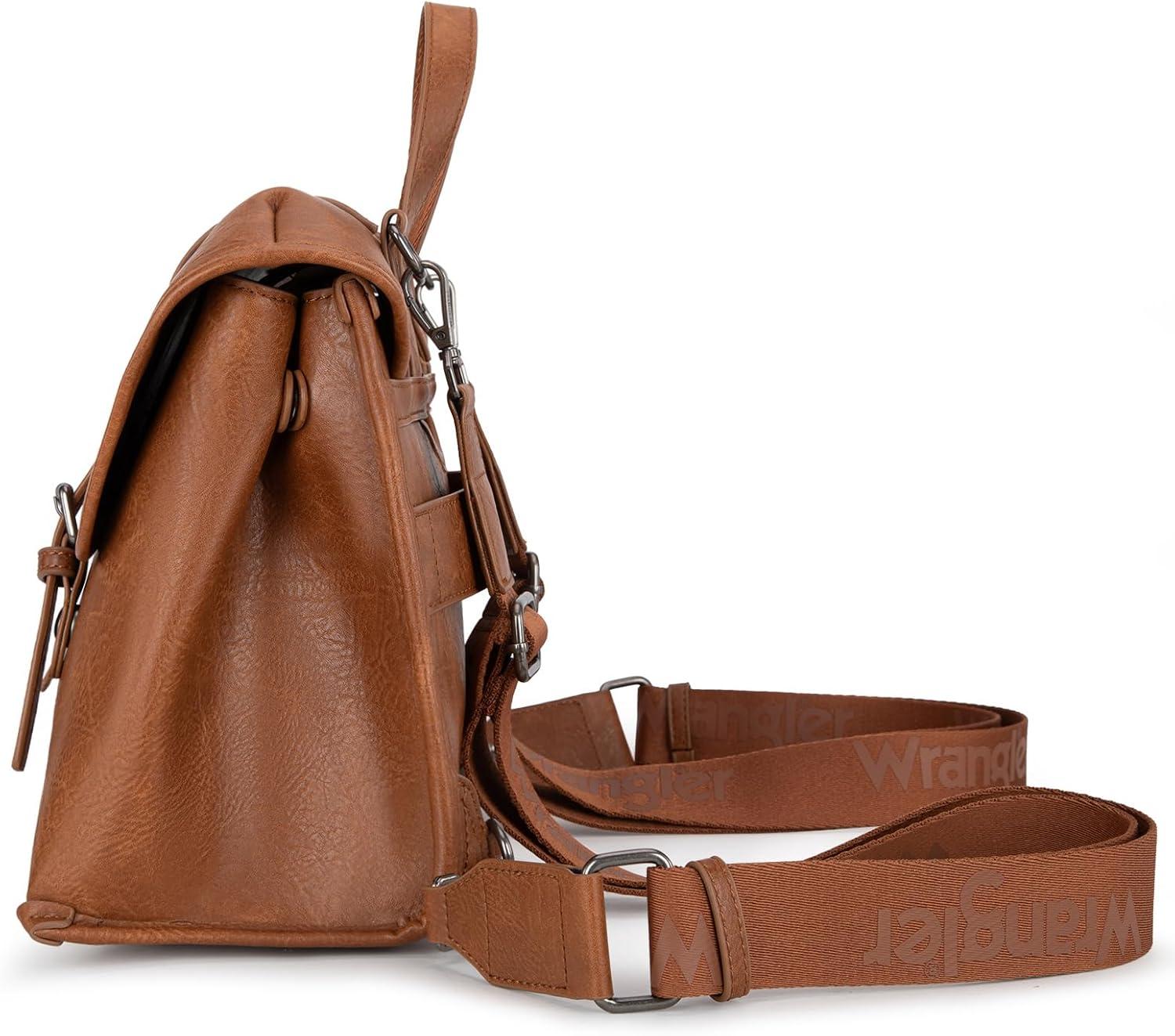 imageMontana West Wrangler 156 Inch Laptop Backpack Convertible Crossbody Bags Tophandle Handbags for BusinessTravelOfficeBrown