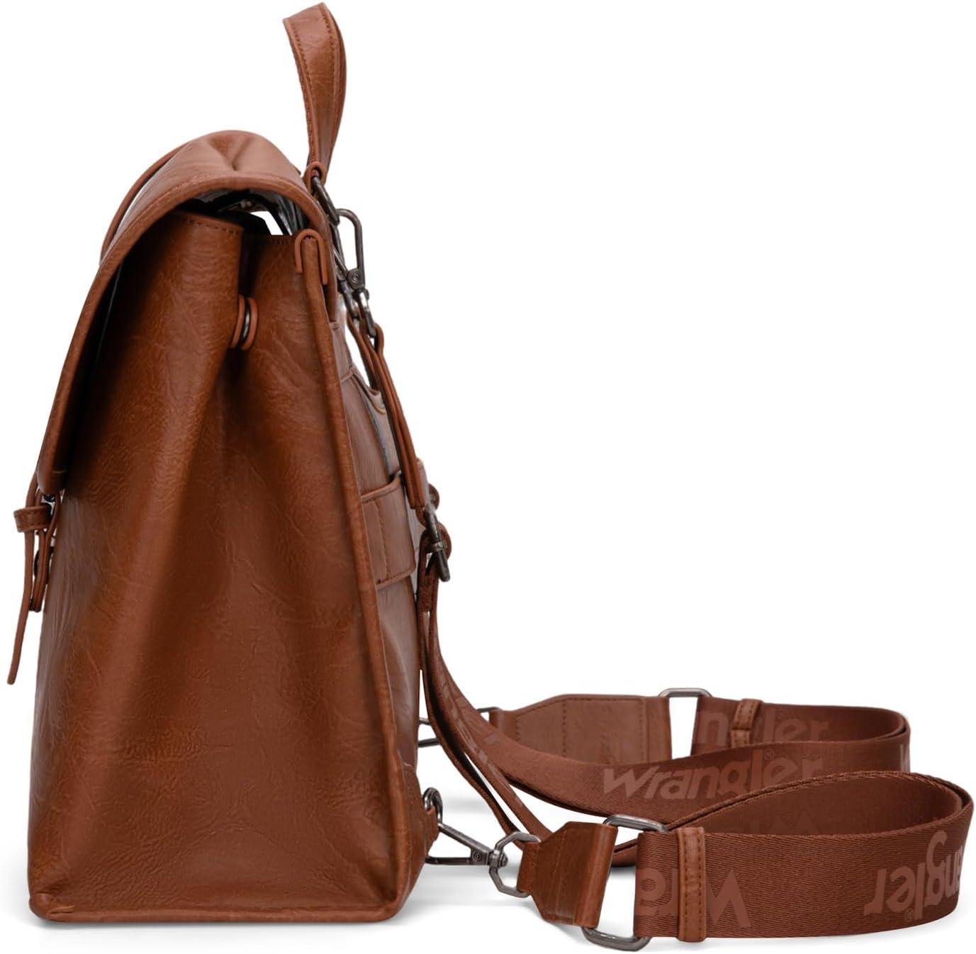 imageMontana West Wrangler 156 Inch Laptop Backpack Convertible Crossbody Bags Tophandle Handbags for BusinessTravelOfficeBrown