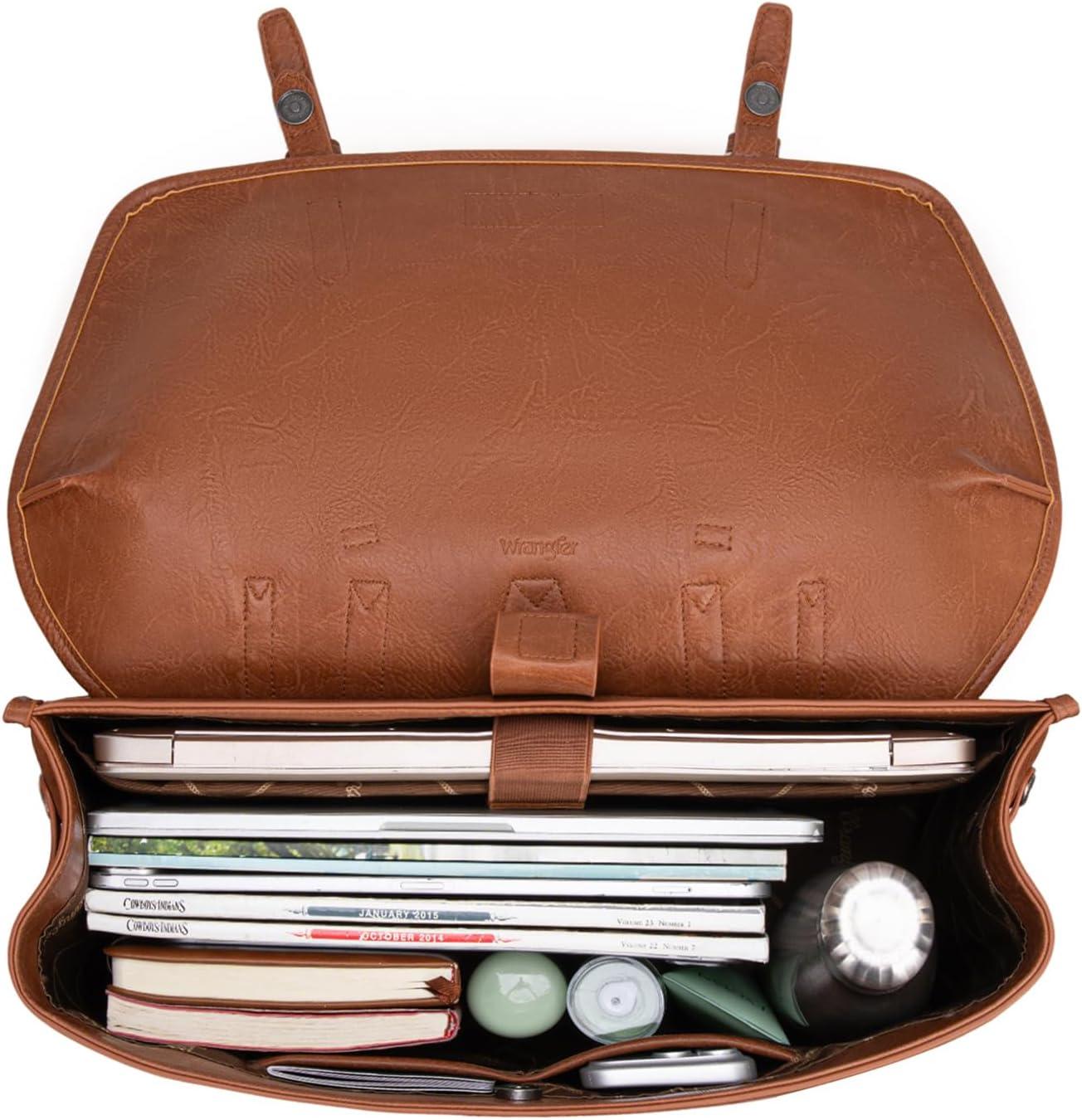 imageMontana West Wrangler 156 Inch Laptop Backpack Convertible Crossbody Bags Tophandle Handbags for BusinessTravelOfficeBrown