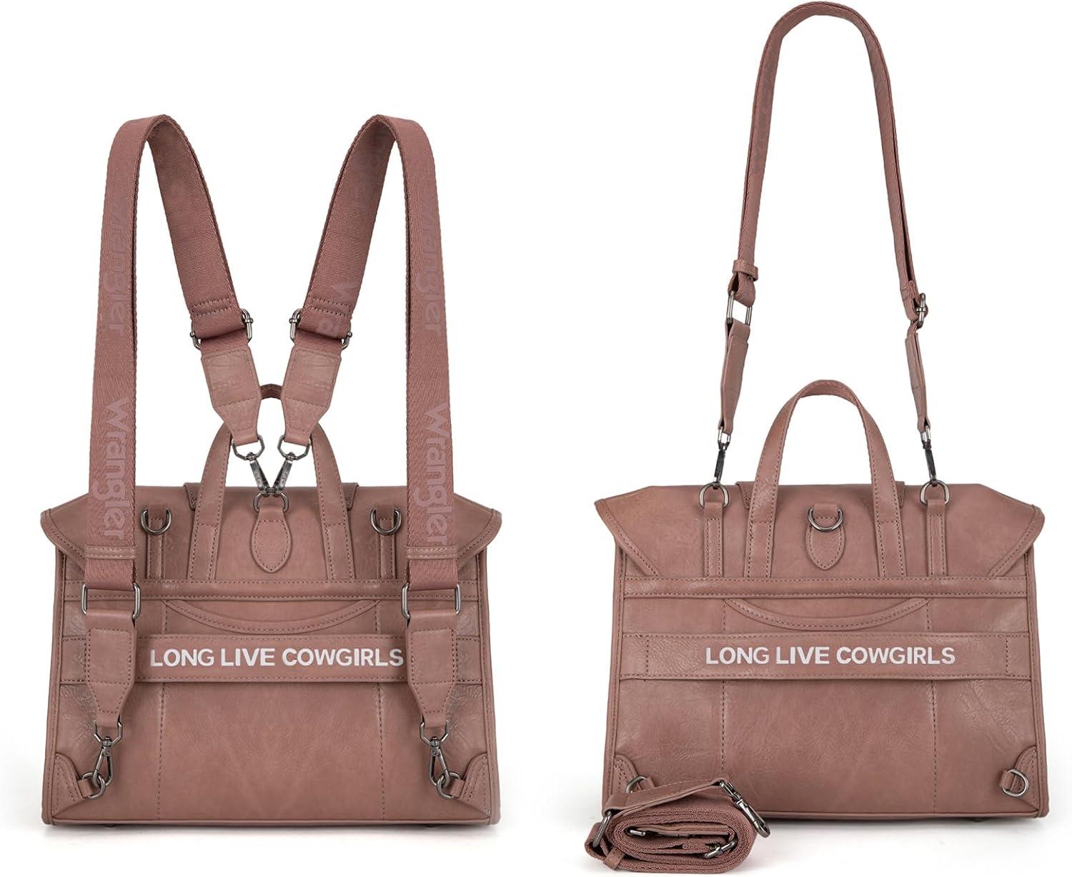 imageMontana West Wrangler 156 Inch Laptop Backpack Convertible Crossbody Bags Tophandle Handbags for BusinessTravelOfficeDeep Pink