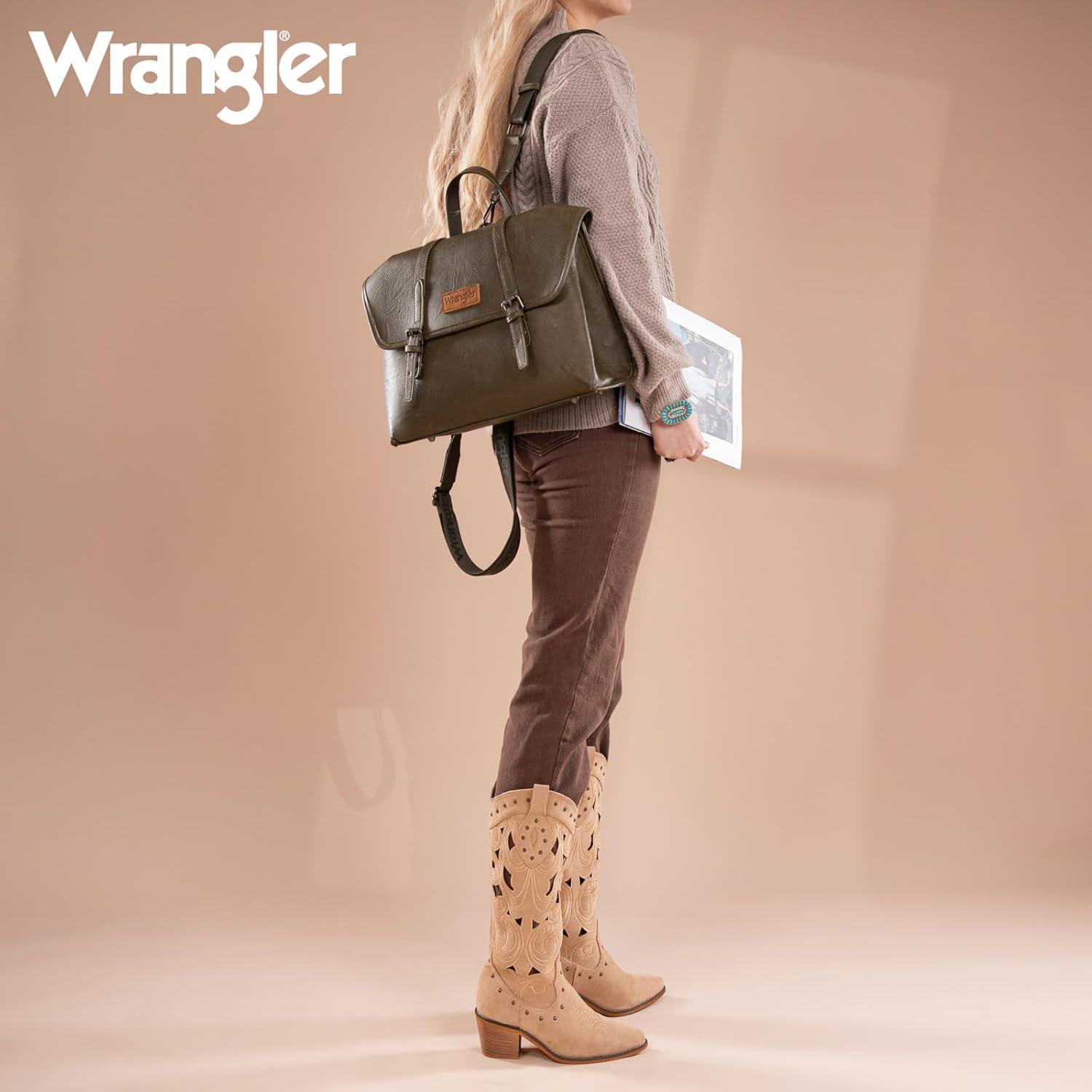 imageMontana West Wrangler 156 Inch Laptop Backpack Convertible Crossbody Bags Tophandle Handbags for BusinessTravelOfficeGreen