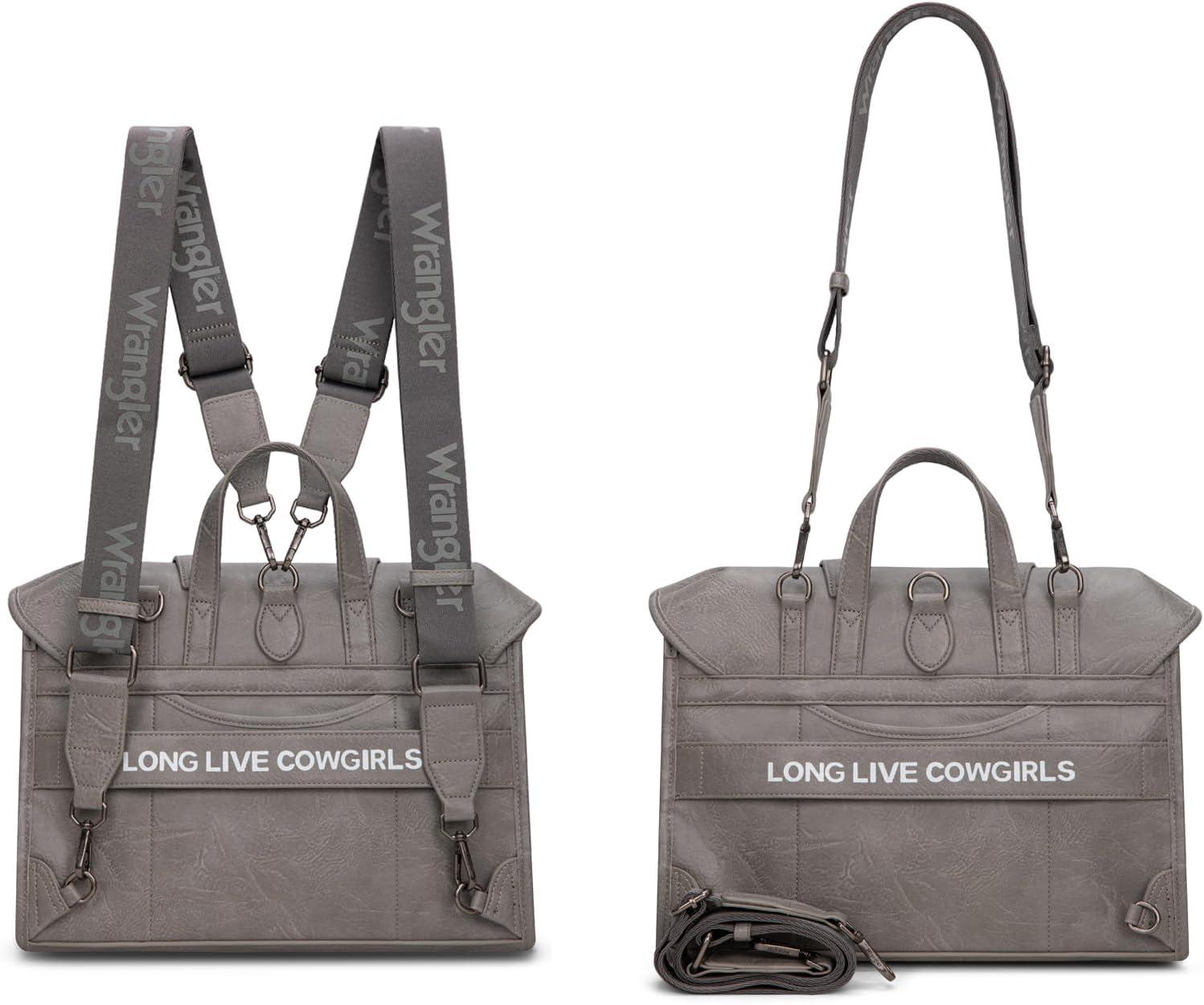 imageMontana West Wrangler 156 Inch Laptop Backpack Convertible Crossbody Bags Tophandle Handbags for BusinessTravelOfficeGrey