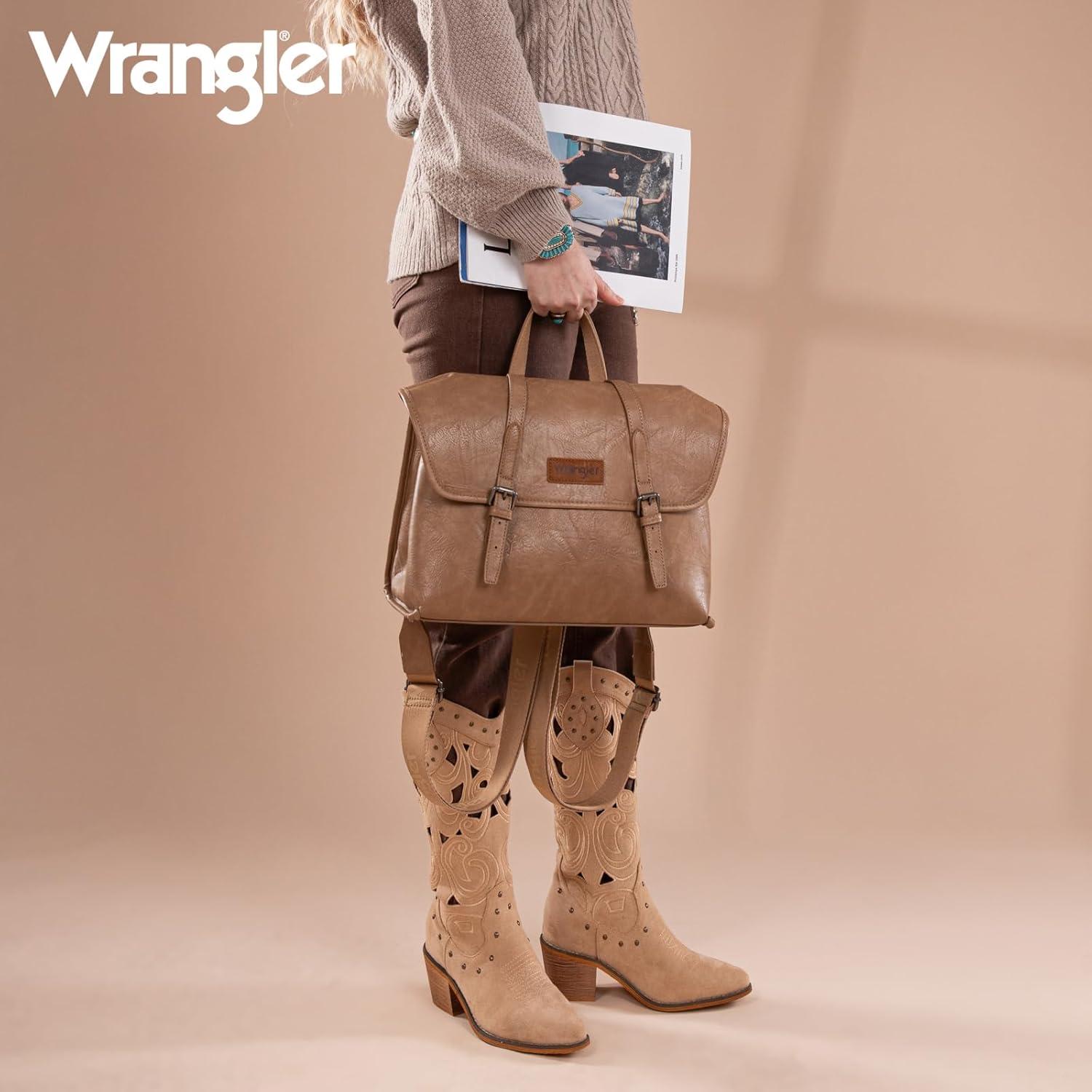 imageMontana West Wrangler 156 Inch Laptop Backpack Convertible Crossbody Bags Tophandle Handbags for BusinessTravelOfficeKhaki