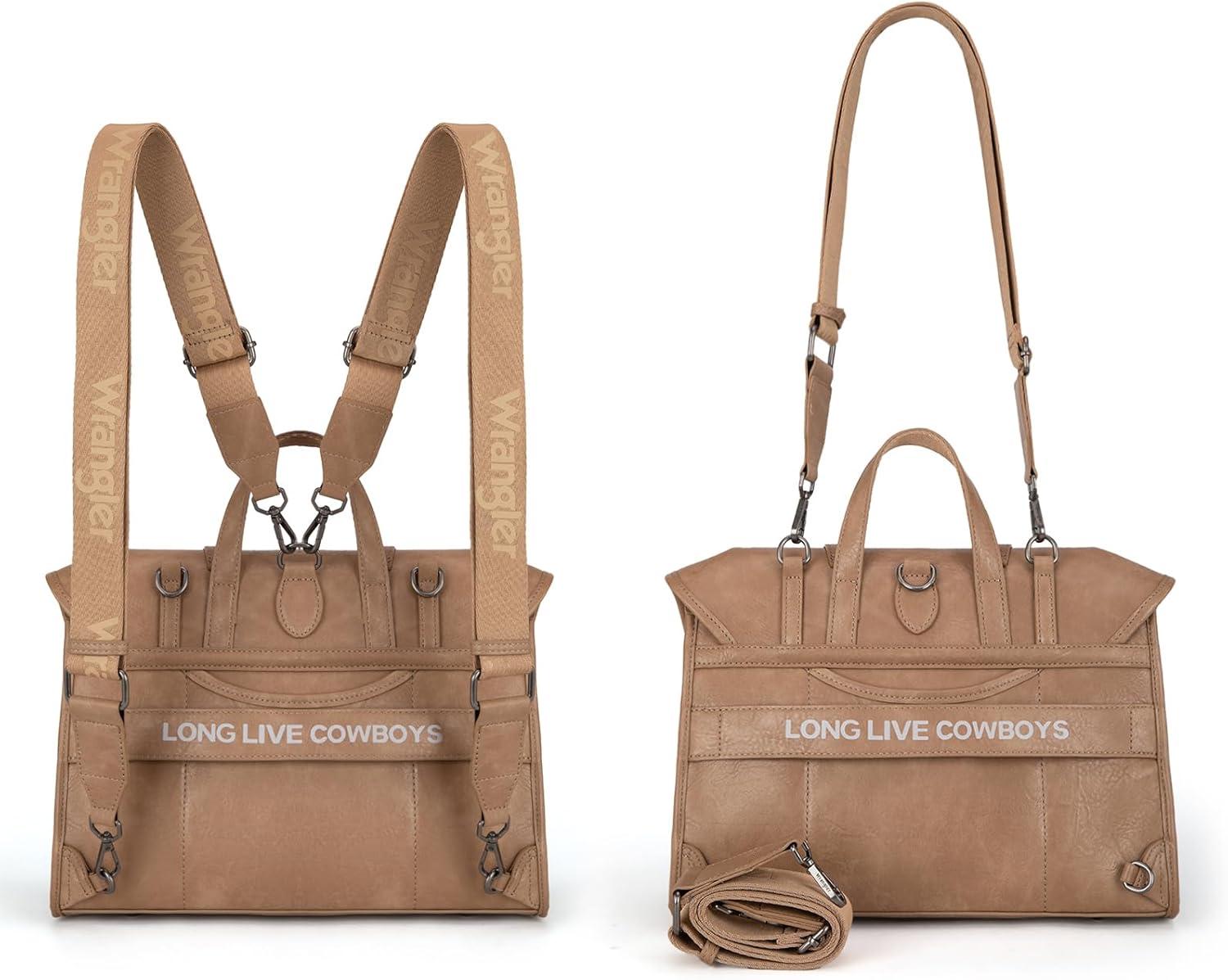 imageMontana West Wrangler 156 Inch Laptop Backpack Convertible Crossbody Bags Tophandle Handbags for BusinessTravelOfficeKhaki