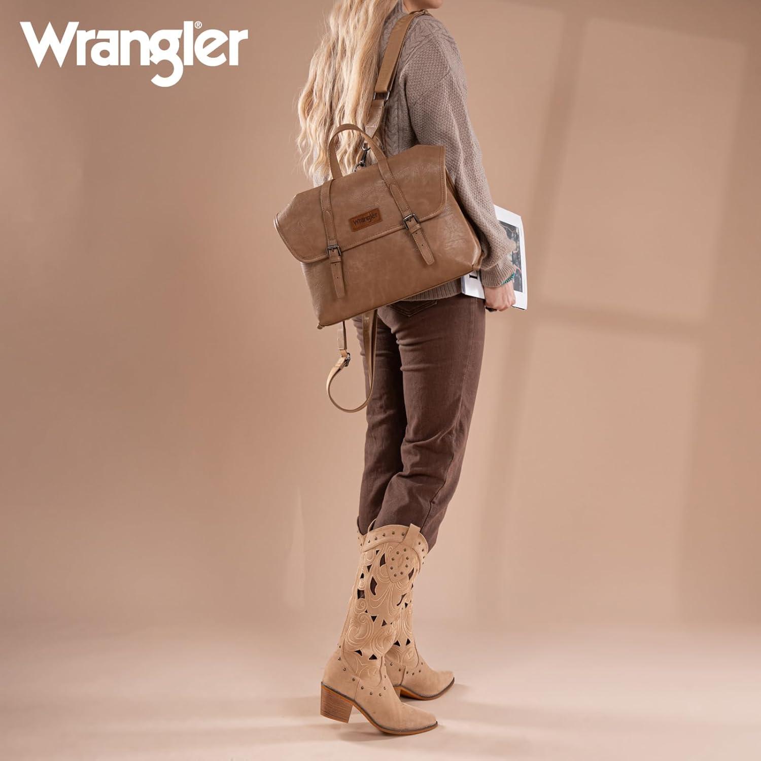 imageMontana West Wrangler 156 Inch Laptop Backpack Convertible Crossbody Bags Tophandle Handbags for BusinessTravelOfficeKhaki