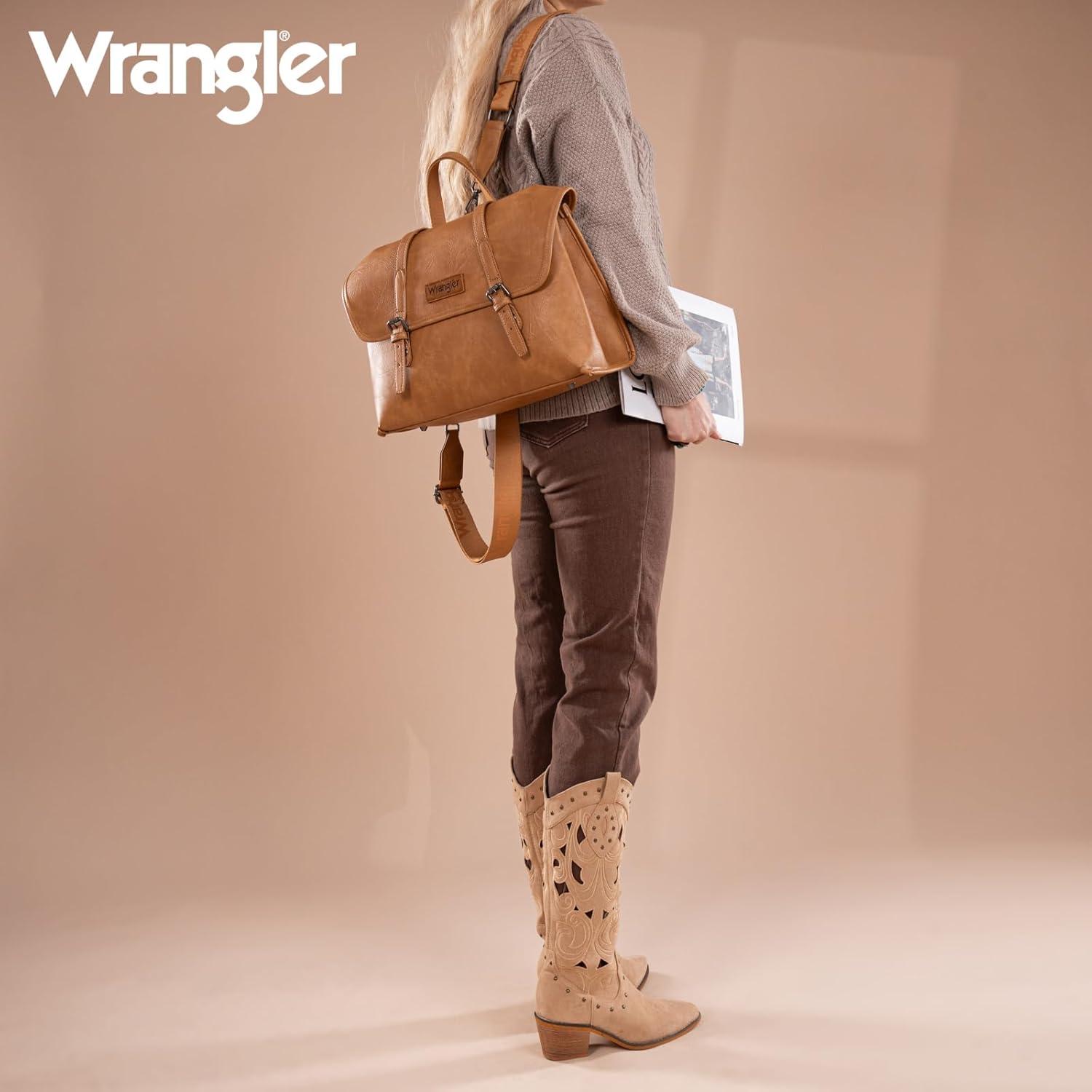 imageMontana West Wrangler 156 Inch Laptop Backpack Convertible Crossbody Bags Tophandle Handbags for BusinessTravelOfficeLight Brown
