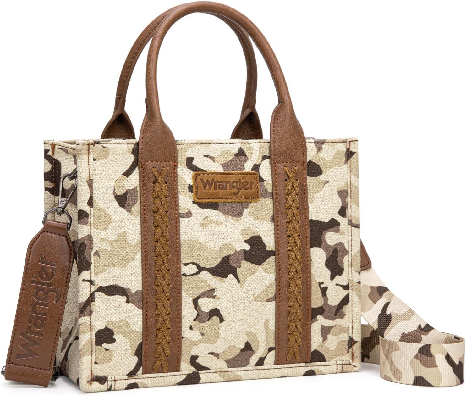 imageMontana West Wrangler Tote Bag for Women Western Camo Pattern Canvas Crossbody bag Handbag Vintage DesignBrown