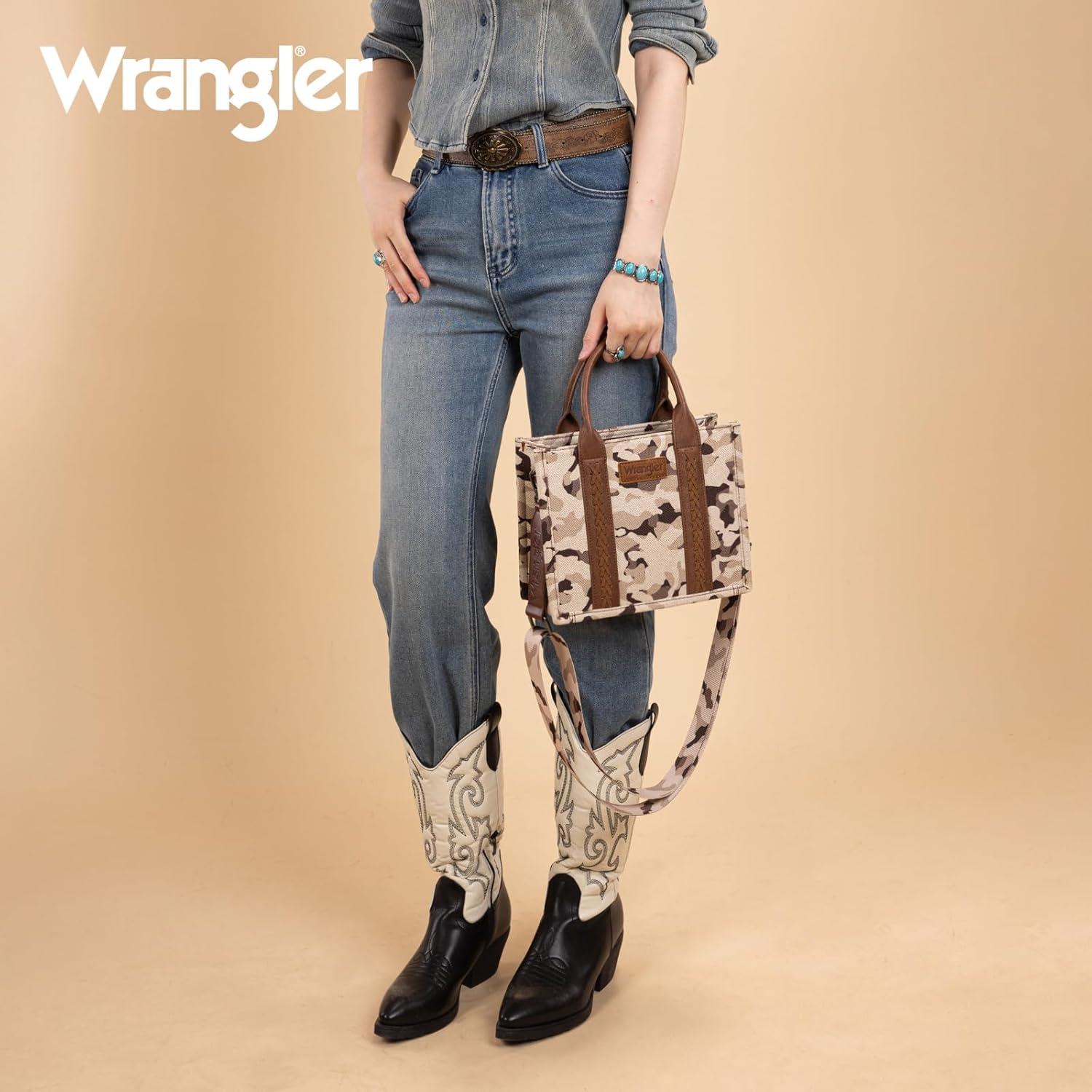 imageMontana West Wrangler Tote Bag for Women Western Camo Pattern Canvas Crossbody bag Handbag Vintage DesignBrown