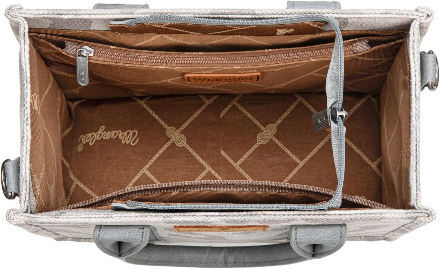 imageMontana West Wrangler Tote Bag for Women Western Camo Pattern Canvas Crossbody bag Handbag Vintage DesignGrey