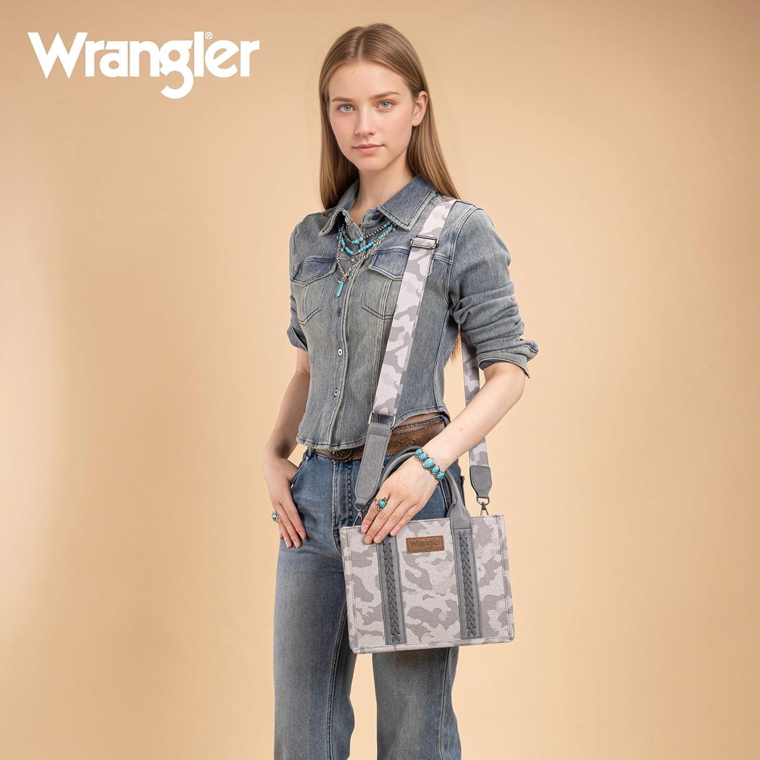 imageMontana West Wrangler Tote Bag for Women Western Camo Pattern Canvas Crossbody bag Handbag Vintage DesignGrey