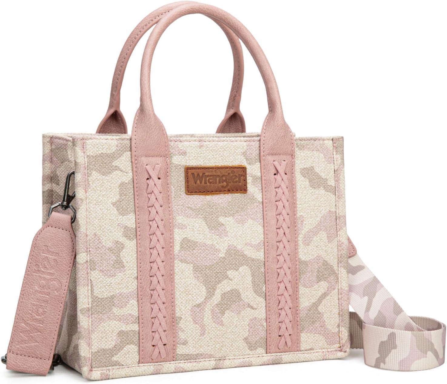 imageMontana West Wrangler Tote Bag for Women Western Camo Pattern Canvas Crossbody bag Handbag Vintage DesignPink