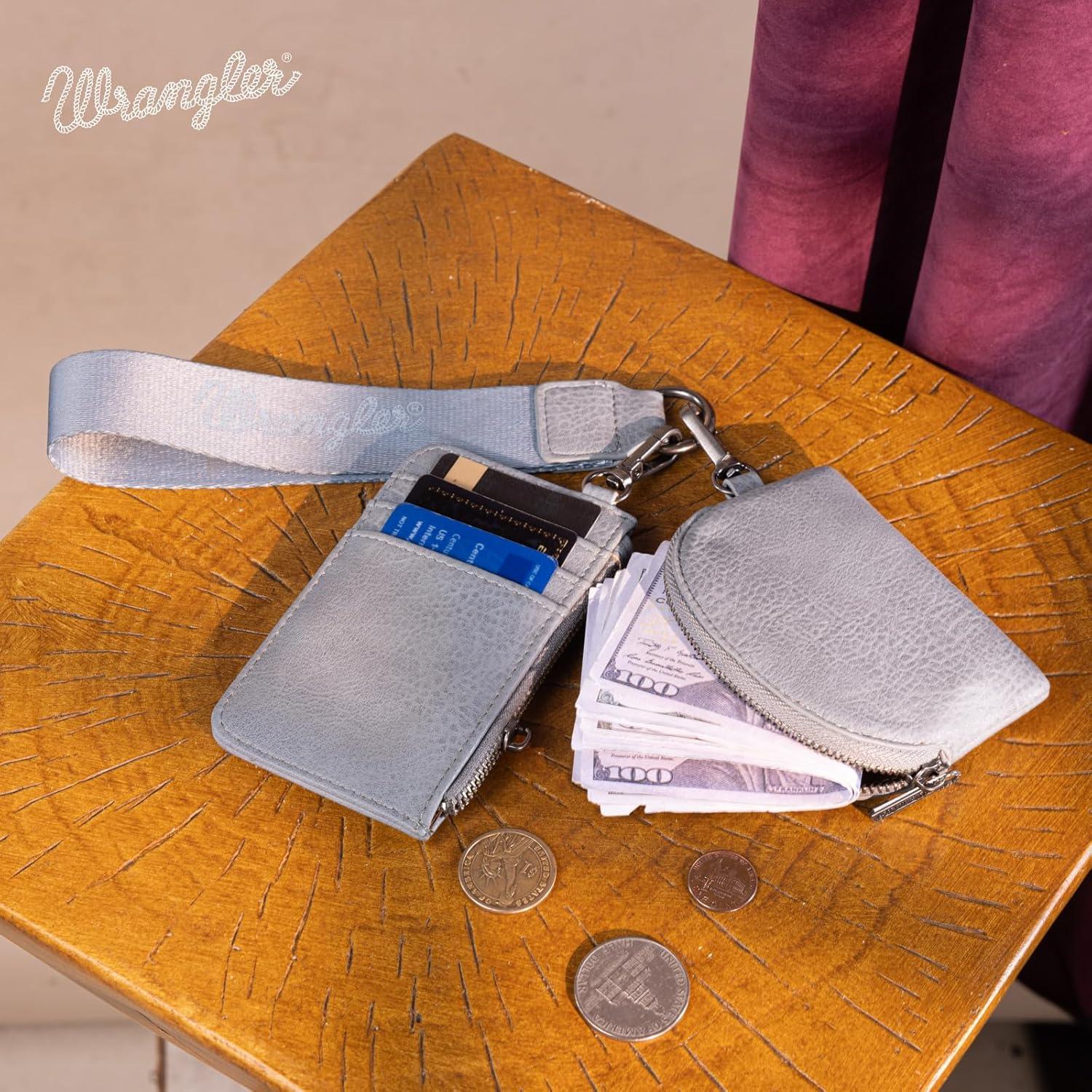 imageMontana WestxWrangler KeyChain Wristlet Wallets for Women Western Dual Pouch Wristlet Embroidered Boot Scroll Card Holder Wallet With ZipperBJean