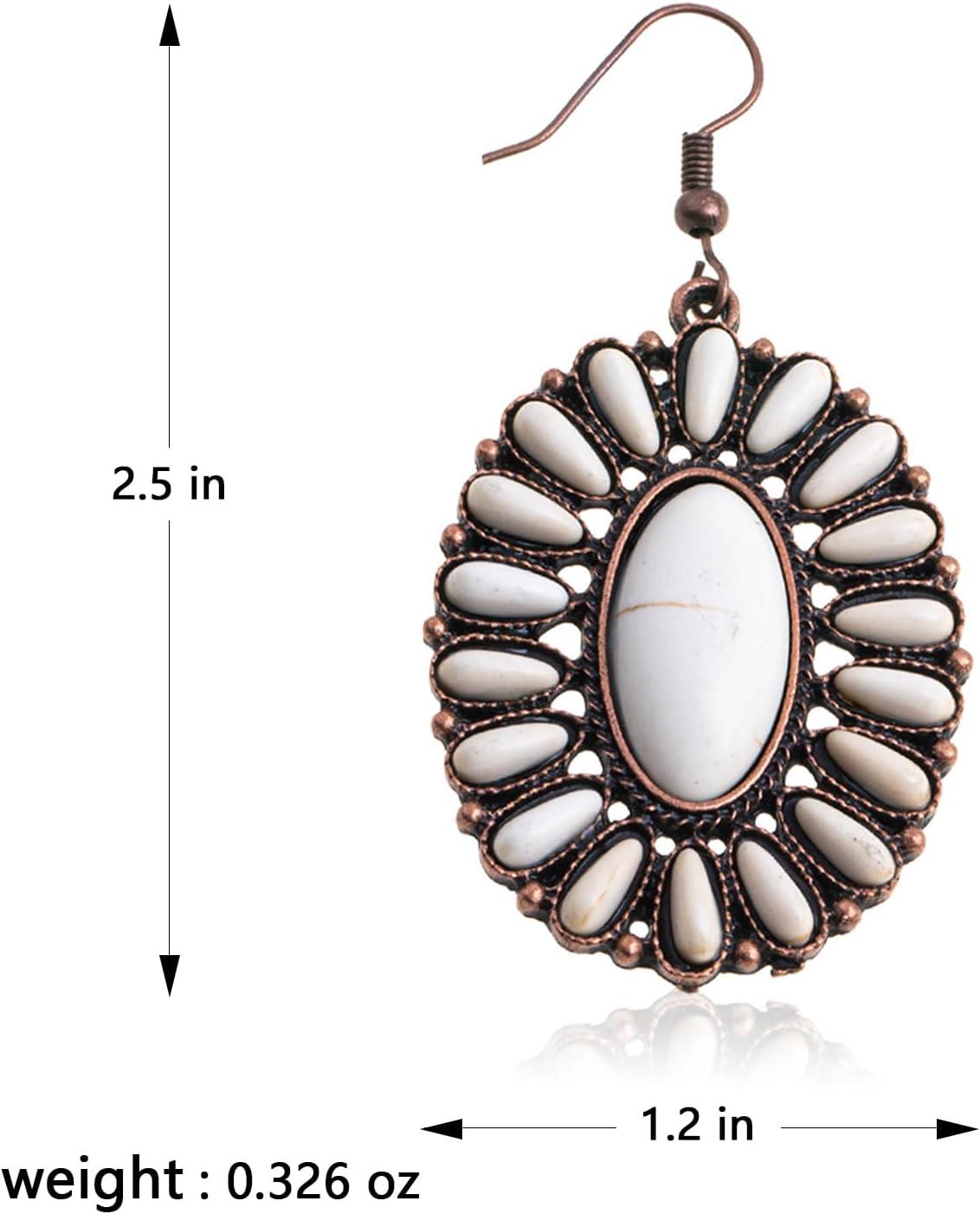 imageRustic Coutures Western Turquiose Earrings for Women Cowgirl Country Dangling Concho Western JewelryAWhite Turquoise