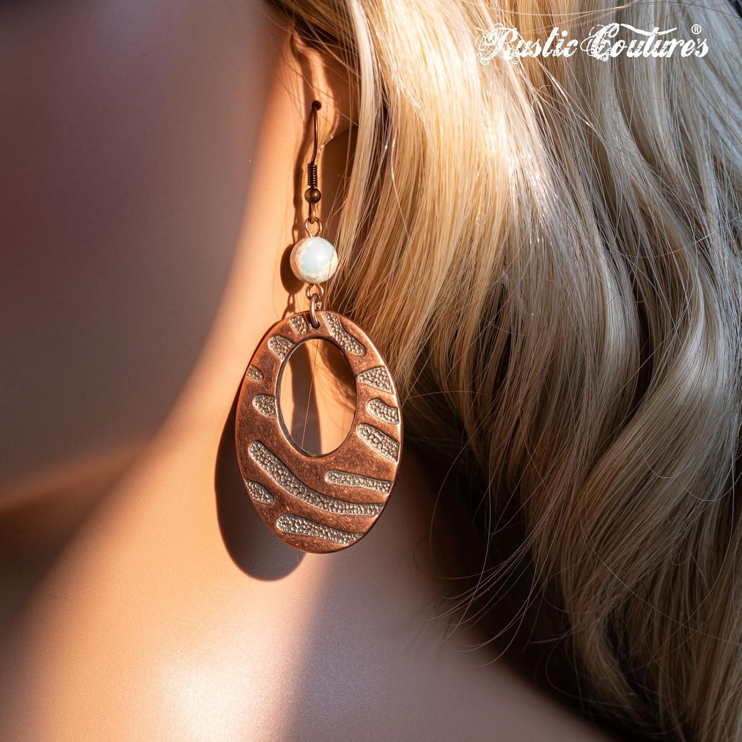 imageRustic Coutures Western Turquiose Earrings for Women Cowgirl Country Dangling Concho Western JewelryBWhite Turquoise