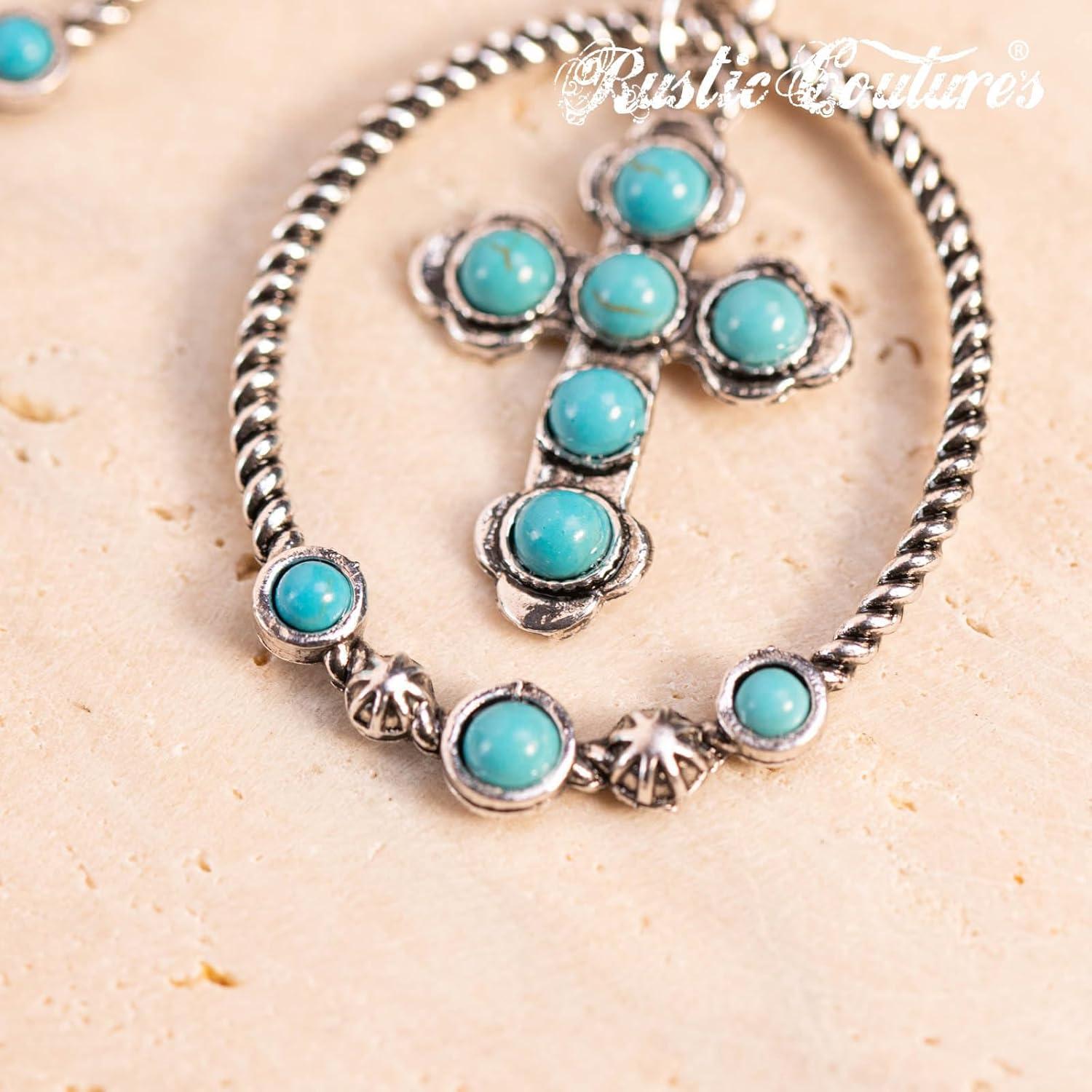 imageRustic Coutures Western Turquiose Earrings for Women Cowgirl Country Dangling Concho Western JewelryCTurquoise