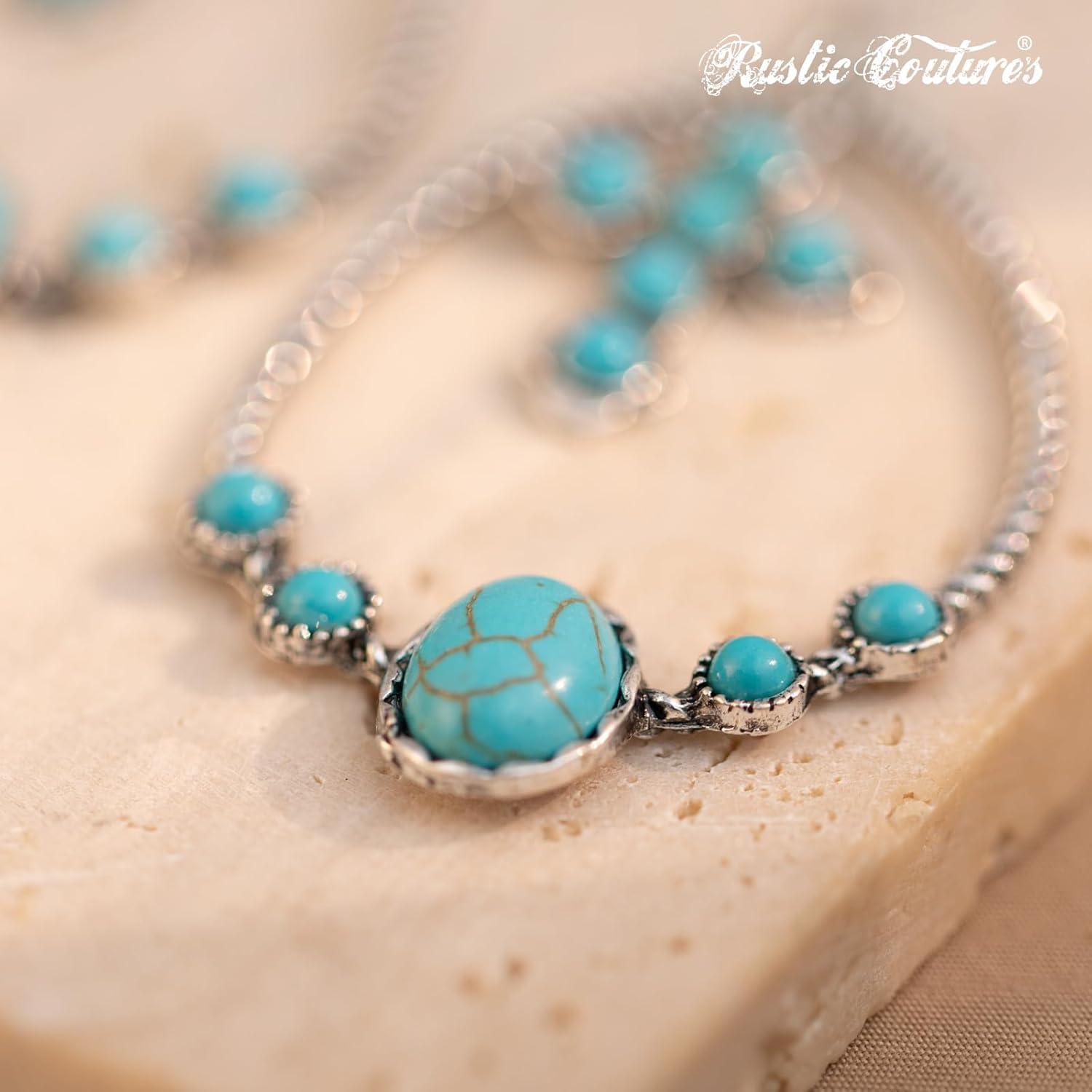 imageRustic Coutures Western Turquiose Earrings for Women Cowgirl Country Dangling Concho Western JewelryETurquoise