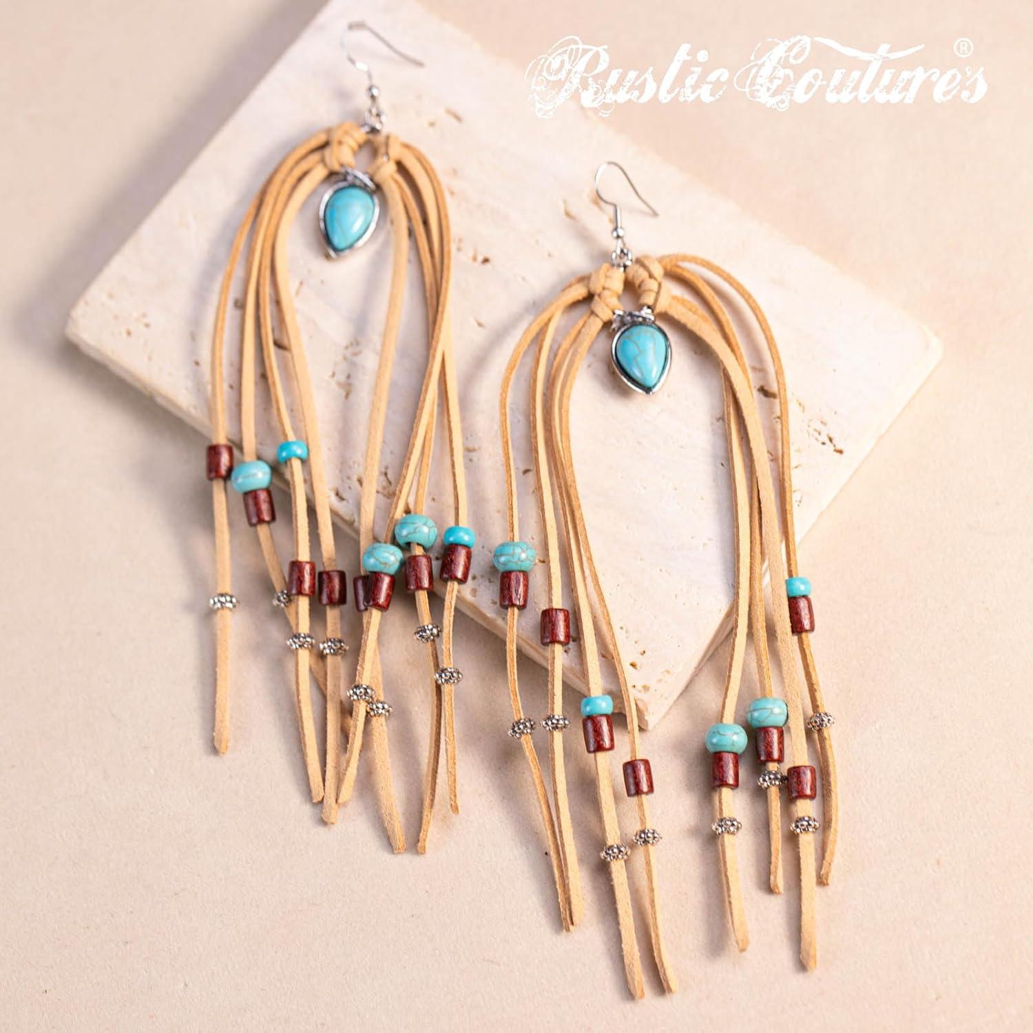 imageRustic Coutures Western Turquiose Earrings for Women Cowgirl Country Dangling Concho Western JewelryGTurquoise