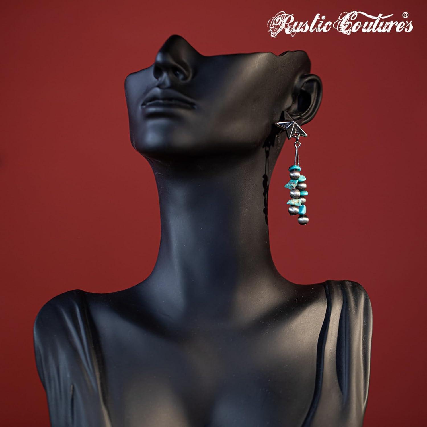 imageRustic Coutures Western Turquiose Earrings for Women Cowgirl Country Dangling Concho Western JewelryHTurquoise