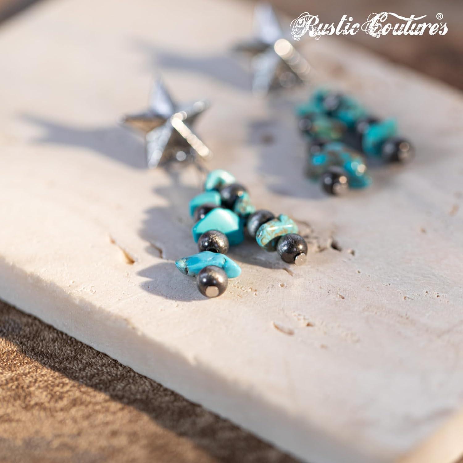 imageRustic Coutures Western Turquiose Earrings for Women Cowgirl Country Dangling Concho Western JewelryHTurquoise