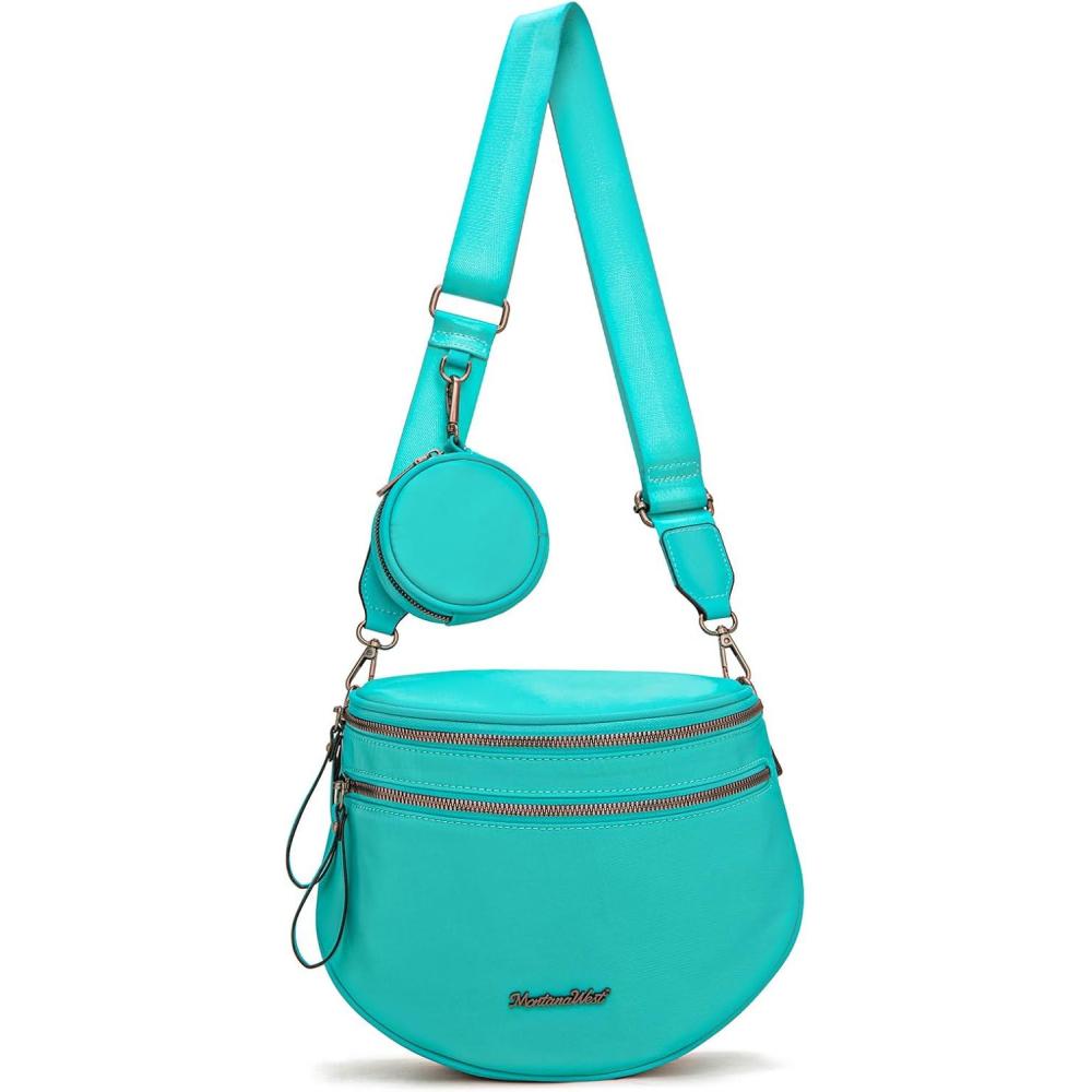 imageMontana West Large Bum Bag Nylon Crossbody Bags Mom Purse with with Coin PurseTurquoise