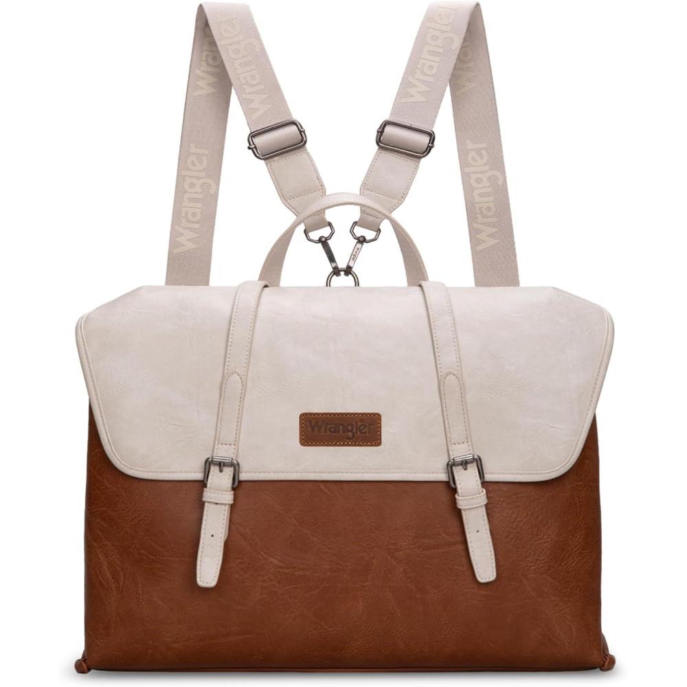 imageMontana West Wrangler 156 Inch Laptop Backpack Convertible Crossbody Bags Tophandle Handbags for BusinessTravelOfficeBeige  Brown