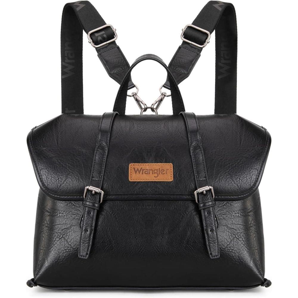 imageMontana West Wrangler 156 Inch Laptop Backpack Convertible Crossbody Bags Tophandle Handbags for BusinessTravelOfficeBlack