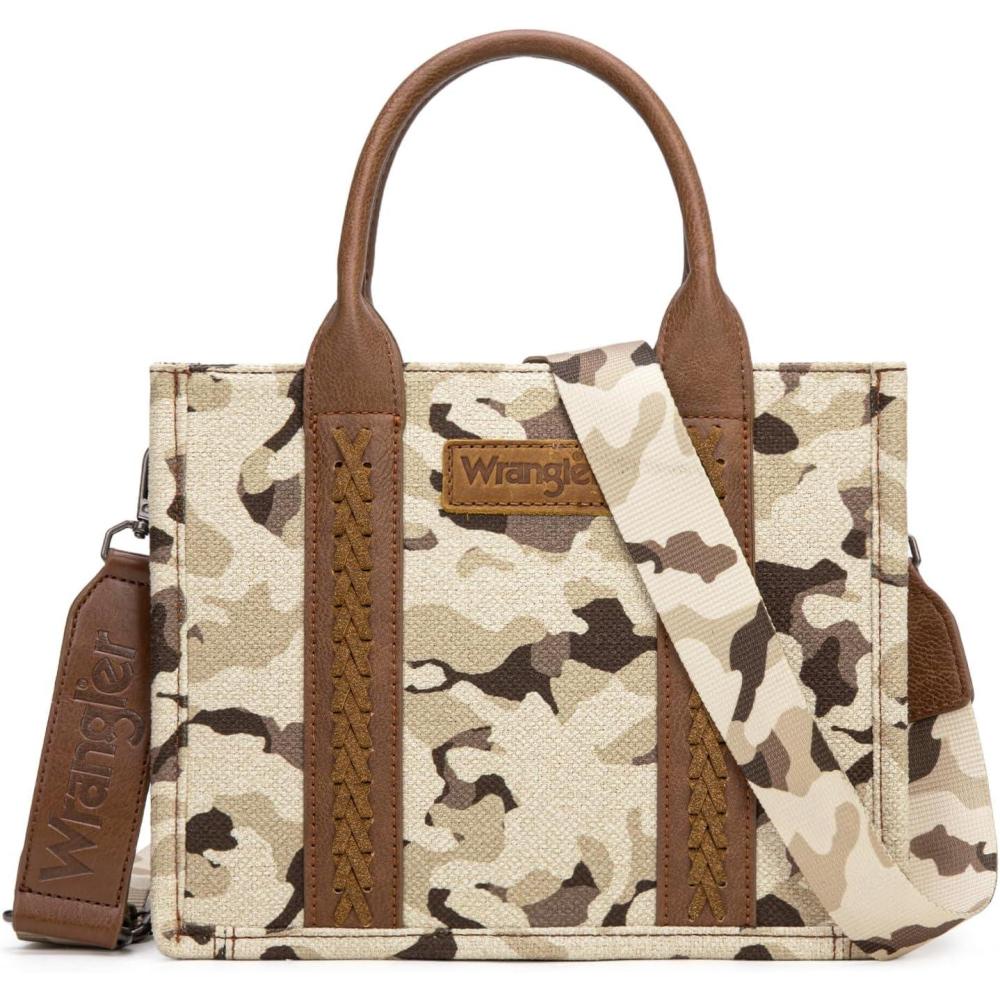 imageMontana West Wrangler Tote Bag for Women Western Camo Pattern Canvas Crossbody bag Handbag Vintage DesignBrown