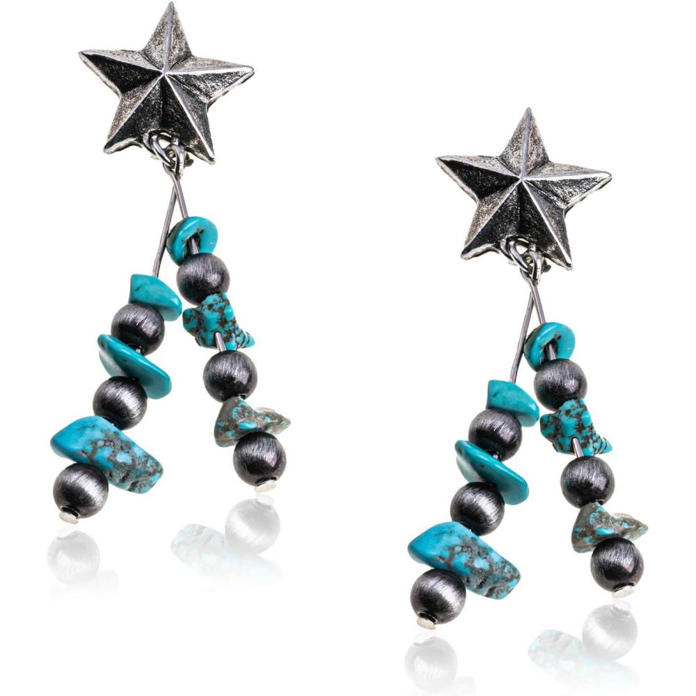 imageRustic Coutures Western Turquiose Earrings for Women Cowgirl Country Dangling Concho Western JewelryHTurquoise
