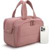 imageMontana West Travel Toiletry Bag Large Capacity Travel Bags Soft Makeup Organizer Lightweight Puffy Cosmetic Bag with Waterproof CompartmentDark Pink