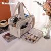 imageMontana West Travel Toiletry Bag Large Capacity Travel Bags Soft Makeup Organizer Lightweight Puffy Cosmetic Bag with Waterproof CompartmentKhaki