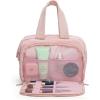 imageMontana West Travel Toiletry Bag Large Capacity Travel Bags Soft Makeup Organizer Lightweight Puffy Cosmetic Bag with Waterproof CompartmentLight Pink