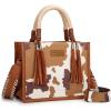 imageMontana West X Wrangler Tote Bag Cow Print Western Satchel Bags for Women with Braided Rope HandleBrown