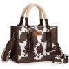 imageMontana West X Wrangler Tote Bag Cow Print Western Satchel Bags for Women with Braided Rope HandleCoffee